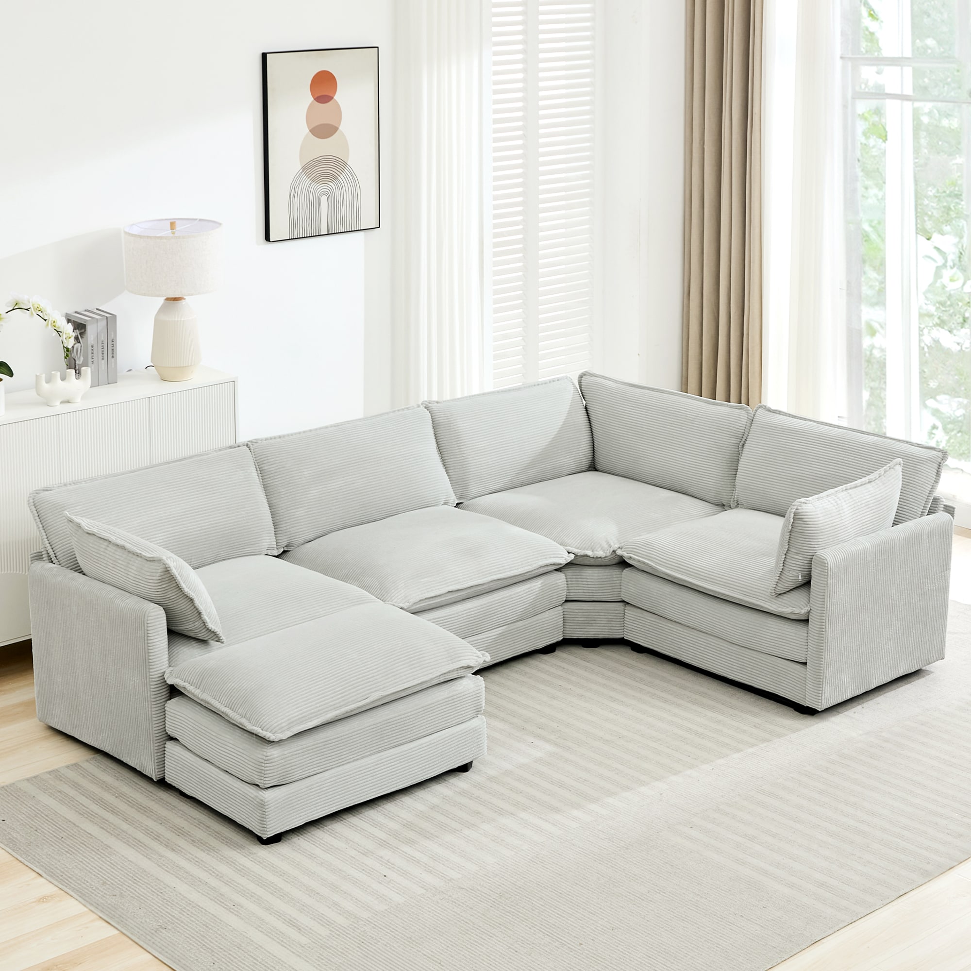 VOUA SAF-XNECW3-GY 113-in Casual Gray 5 -seater Sectional