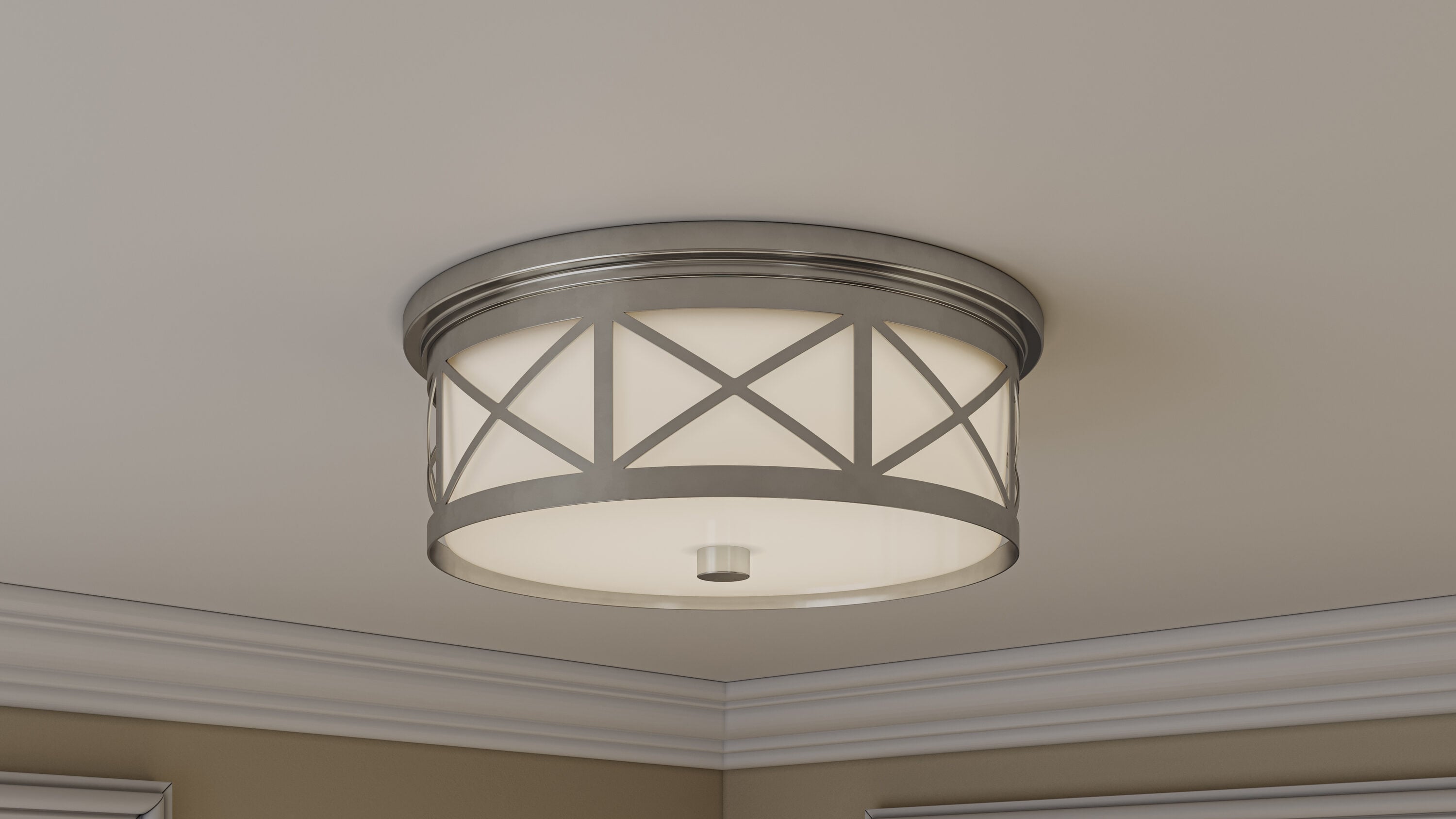 allen + roth 1061ARBN30 Hilton 1 -Light 14-in Brushed Nickel Integrated LED Flush Mount Light