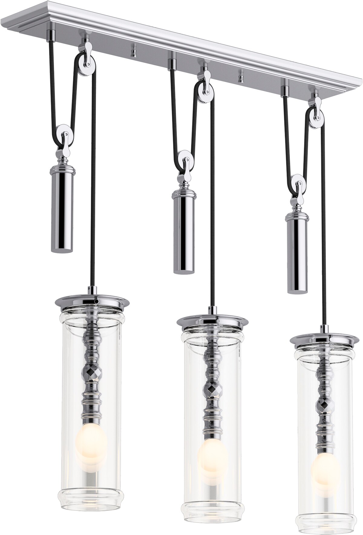 KOHLER 23345-CH03-CPL Damask 3-Light Polished Chrome Traditional Damp Rated Chandelier