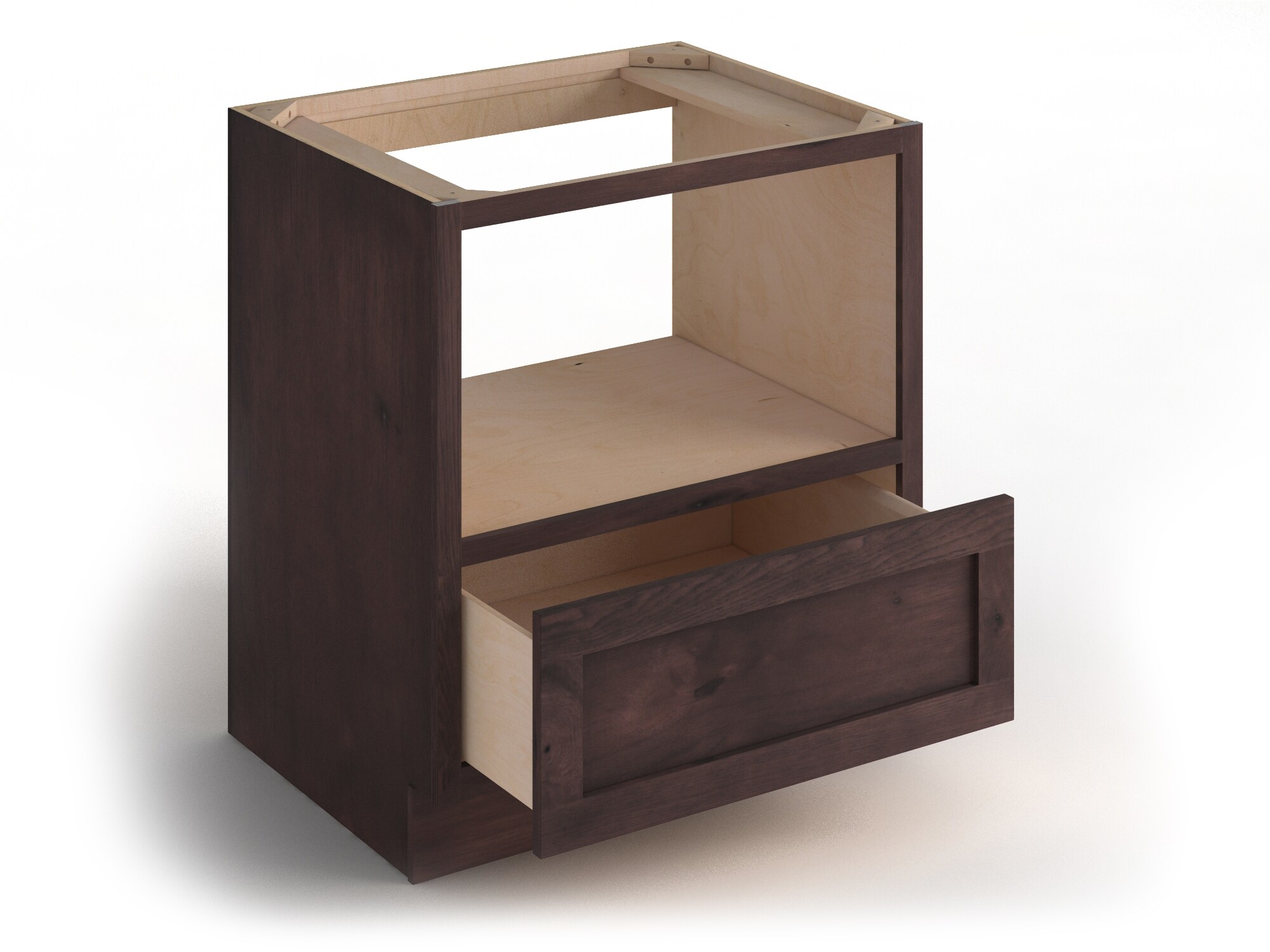 Valleywood Cabinetry 30-in W x 34.5-in H x 24-in D Rustic Hickory 1-Drawer Microwave Base Ready To Assemble Plywood Cabinet (Flat Panel Style)