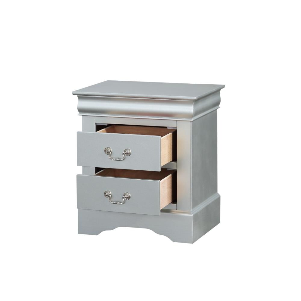 Benzara Traditional Style Gray Wooden Nightstand with Two Drawers ...