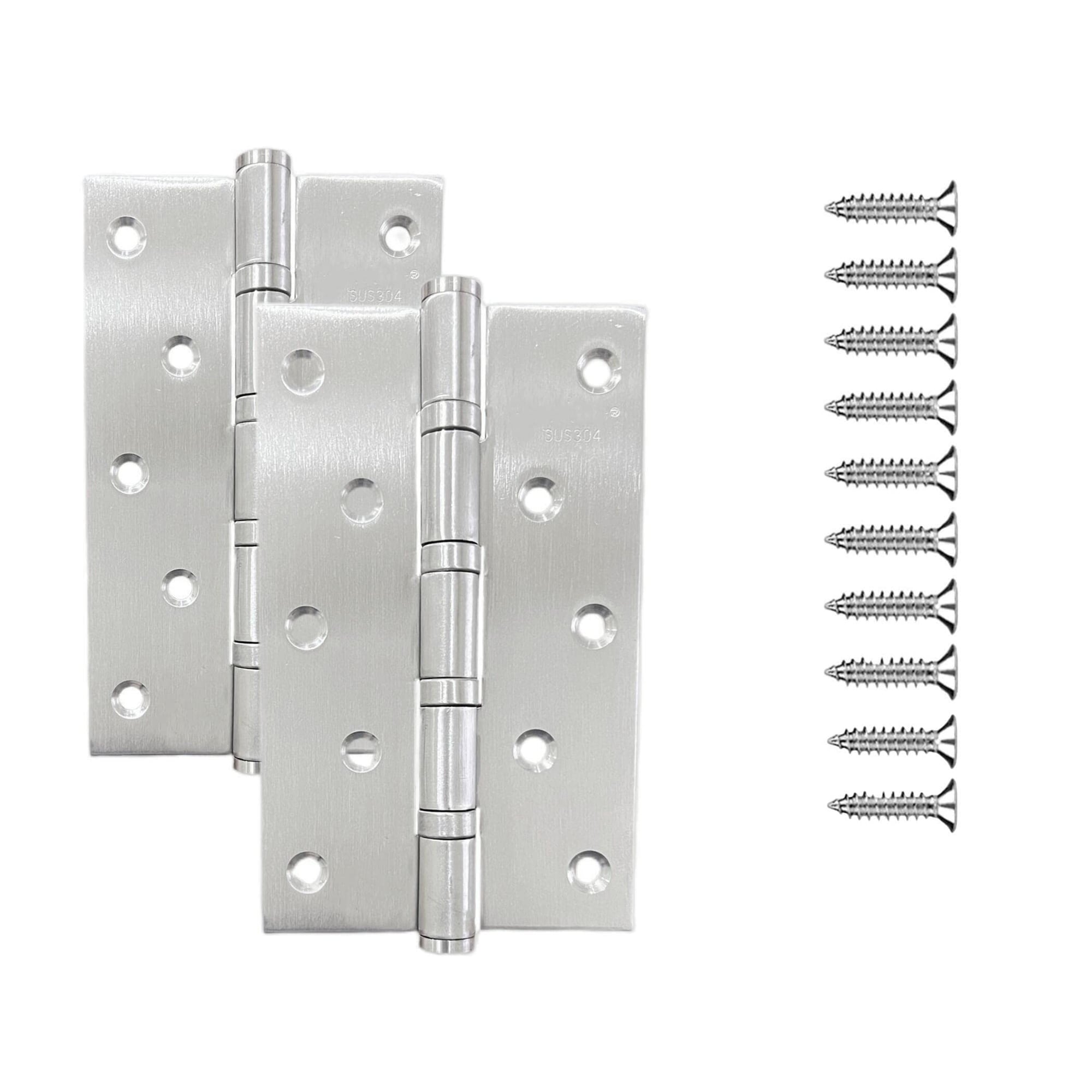 UUDULY  Stainless Steel 304 Door Hinges 5 inch by 3 inch Heavy Duty Ball Bearing Non Removable Pin for Residential Exterior and Interior Doors