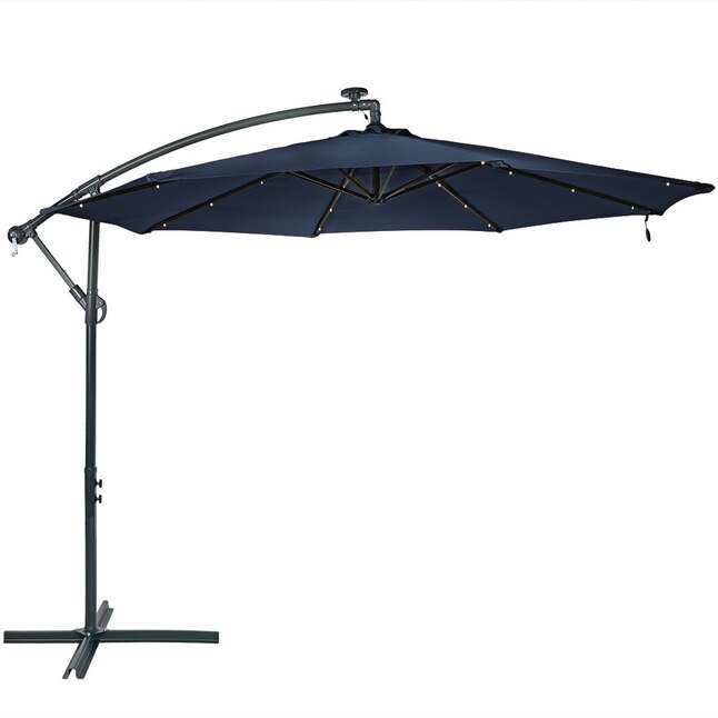 Cantilever Patio Umbrella, Navy Patio Umbrella With Solar Lights