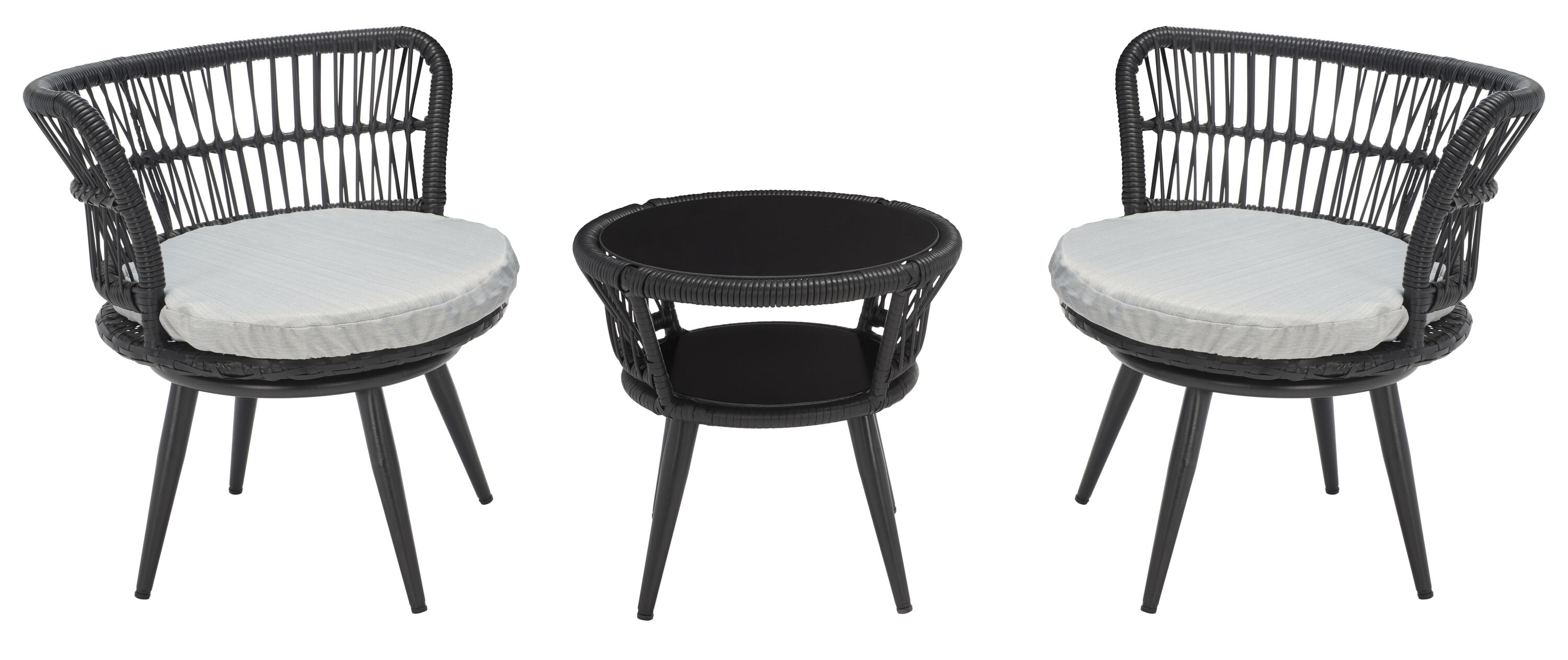 Breezy Charm Black & Grey 3-Piece Outdoor Lounge Set