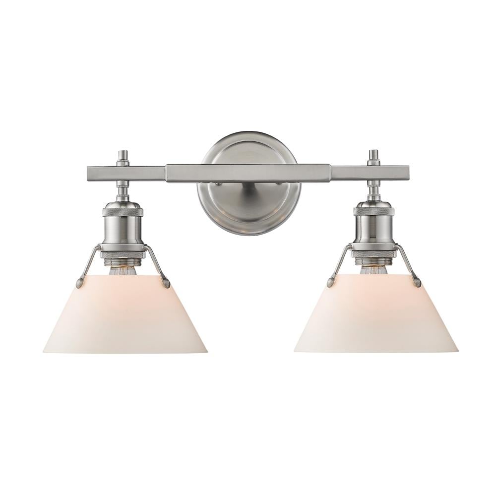 Golden Lighting 3306-BA2 PW-OP Orwell 18.25-in 2 -Light Satin Pewter Industrial Vanity light