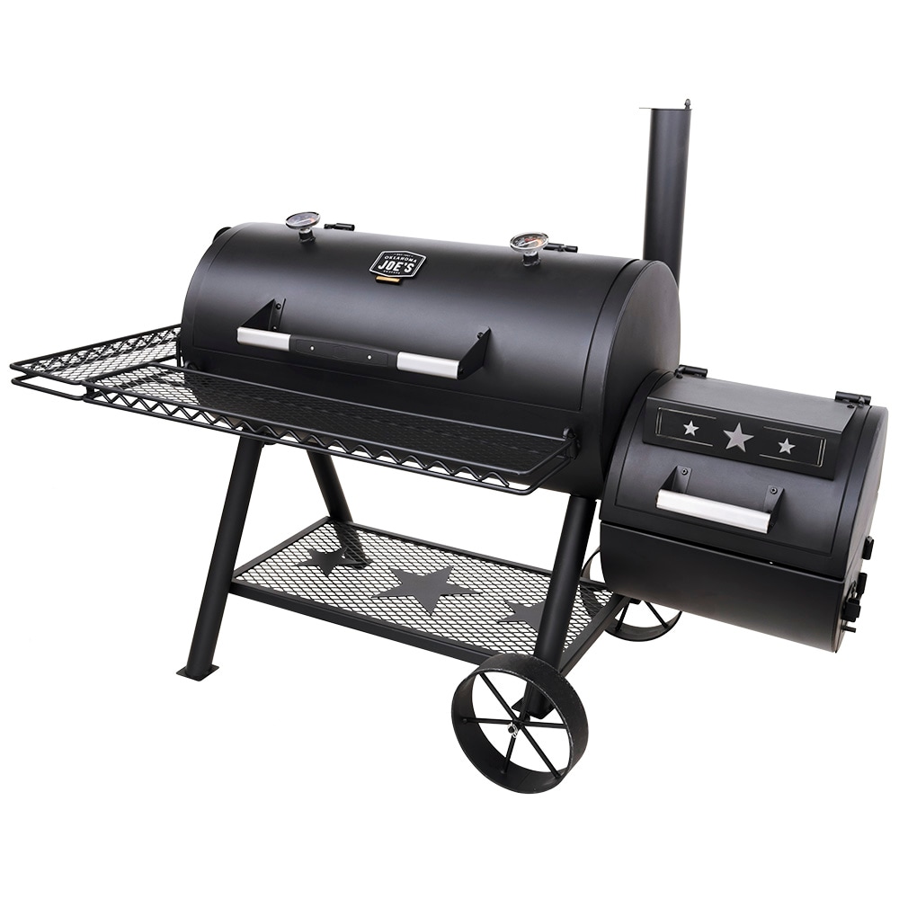 Oklahoma Joe s 1060 Sq in Black Horizontal Charcoal Smoker in the