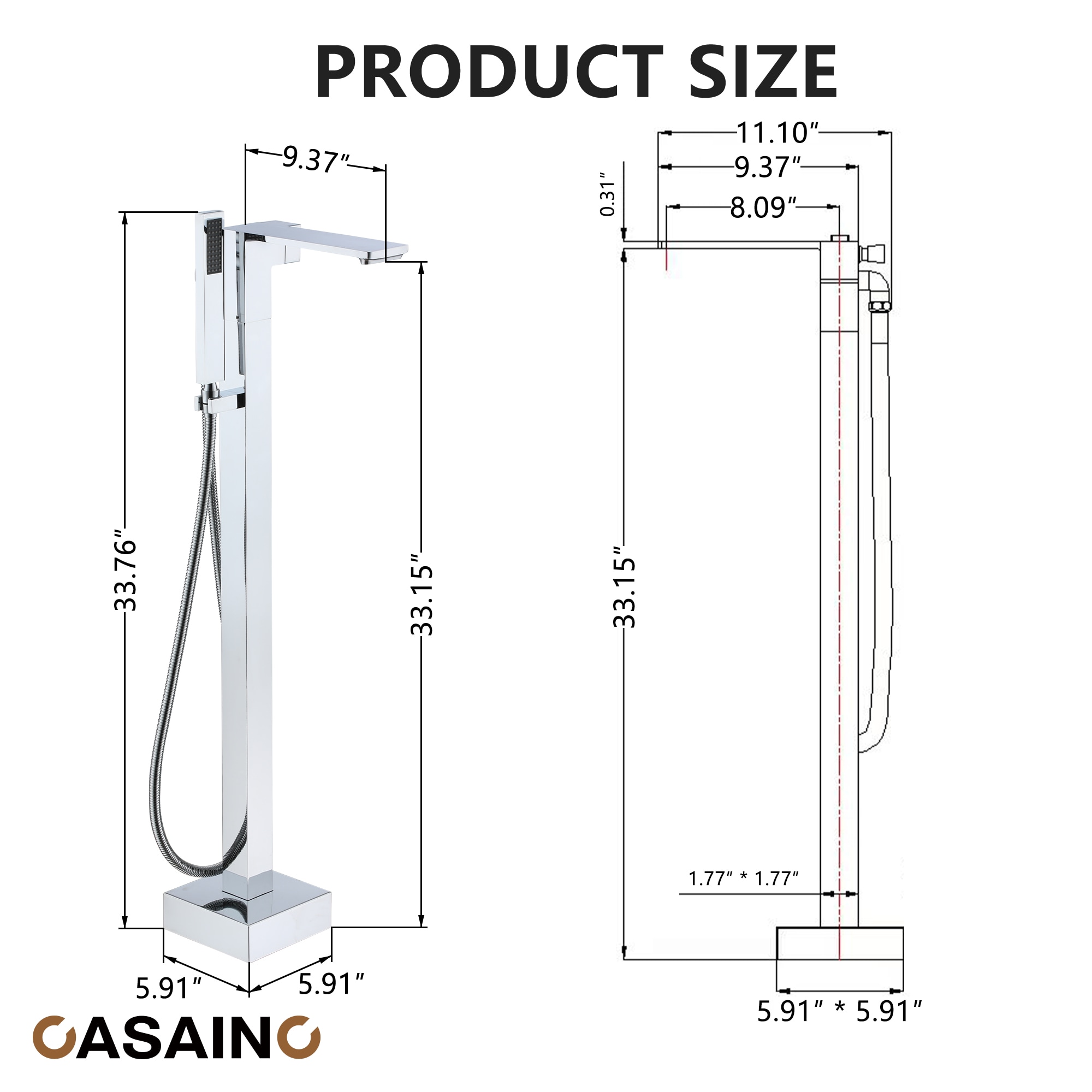 CASAINC KCLT0057-CP Roman-Tub-Faucets - View #5