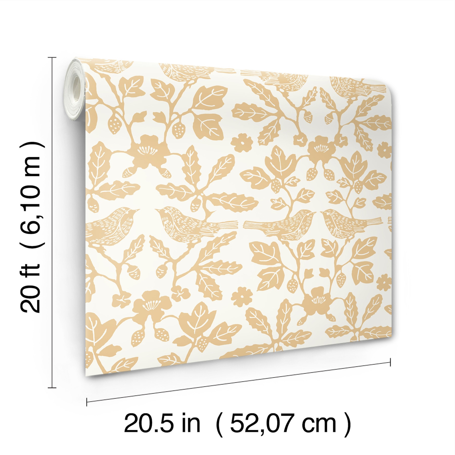 Ochre Yellow Damask Self-Adhesive Peel and Stick Wallpaper