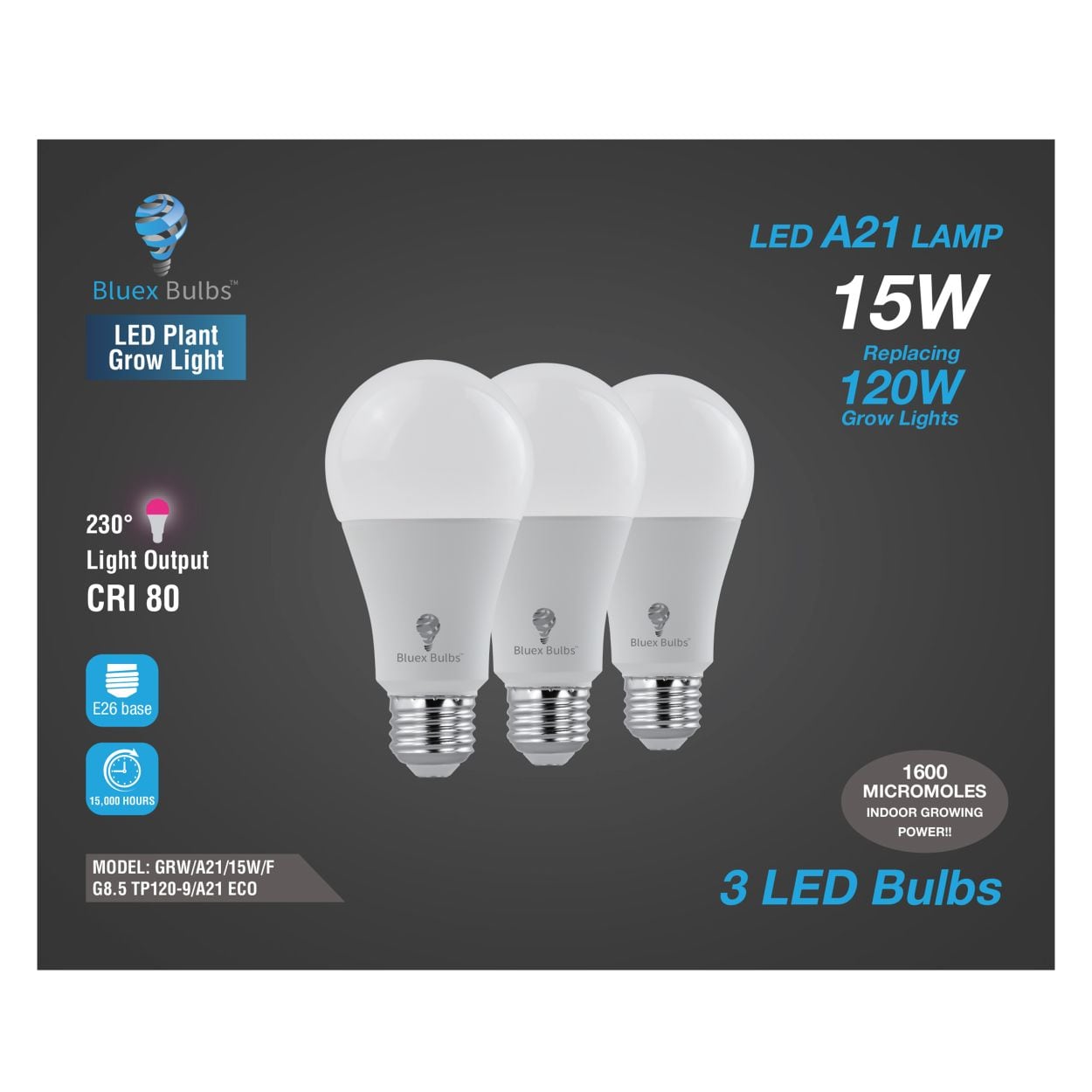 Bluex Bulbs GROW-FULL-A21-15W Dec-Led-Light-Bulbs - View #4