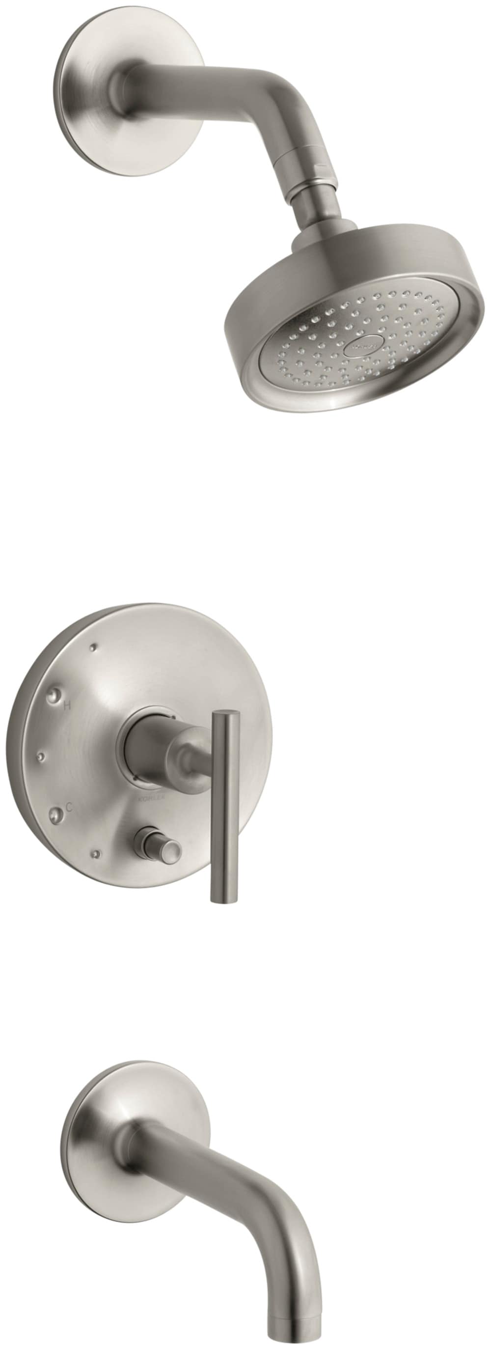 KOHLER T14421-4-BN Purist Vibrant Brushed Nickel 1-handle Single function 5.47-Inches Round Bathtub and shower Faucet