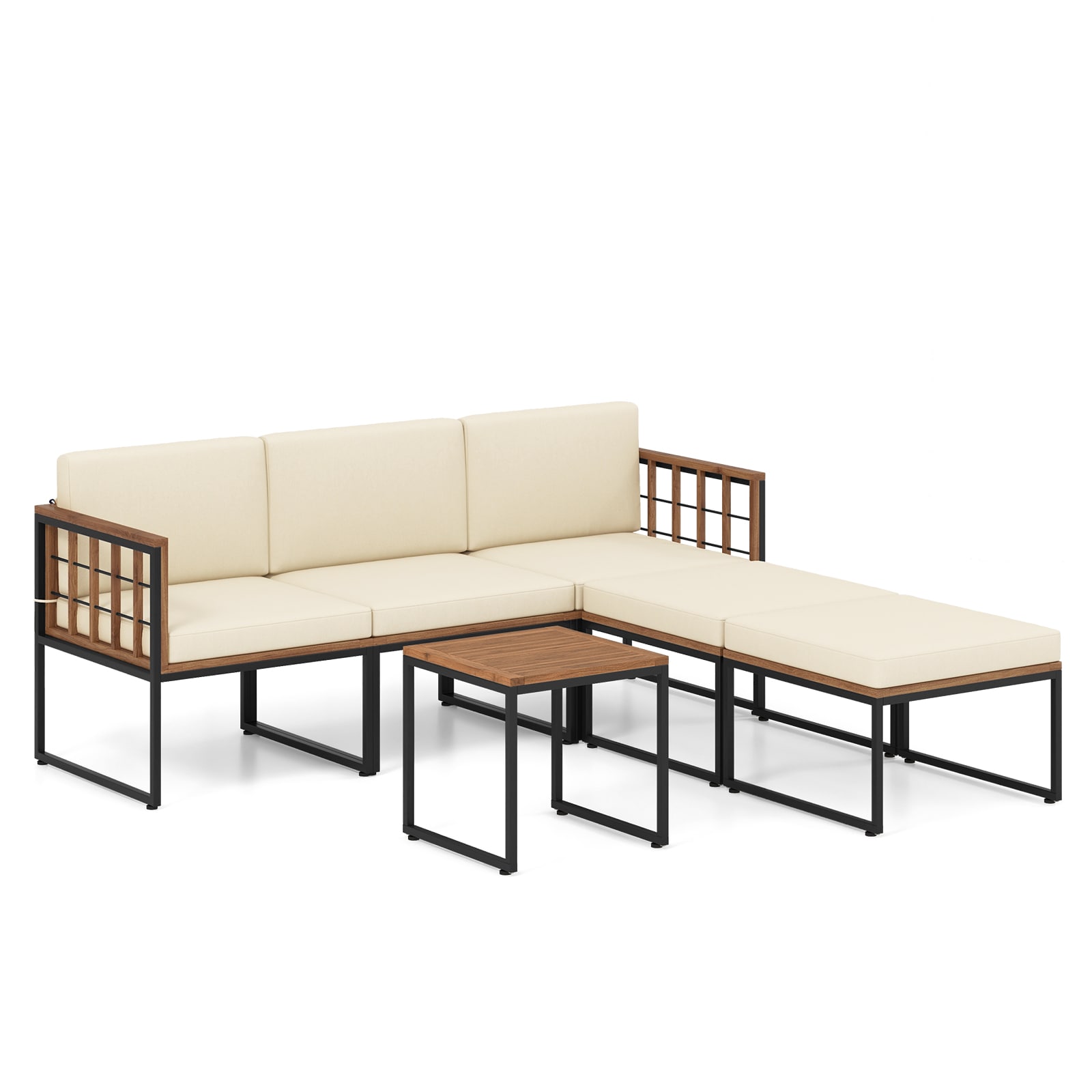 LIVIZA OUJ71666BN-X Outdoor Sectional with Off-white Cushions and