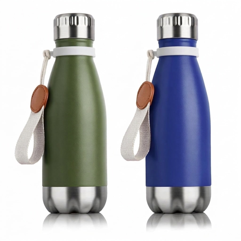 Aoibox  9 oz Stainless Steel Vacuum Insulated Kids Water Bottle Leak Proof Cola Shape with Detachable Strap