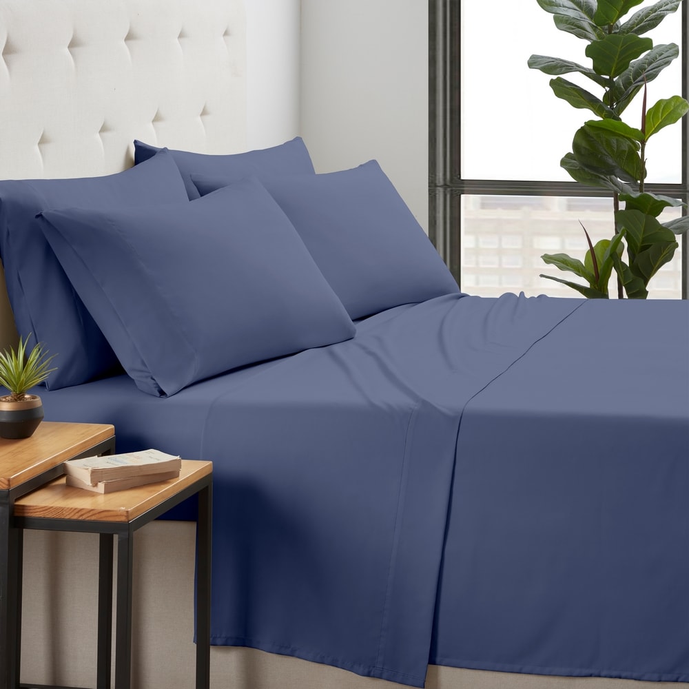 Kathy Ireland Full Cotton polyester blend Light Blue 6 -Piece Bed Sheet Set