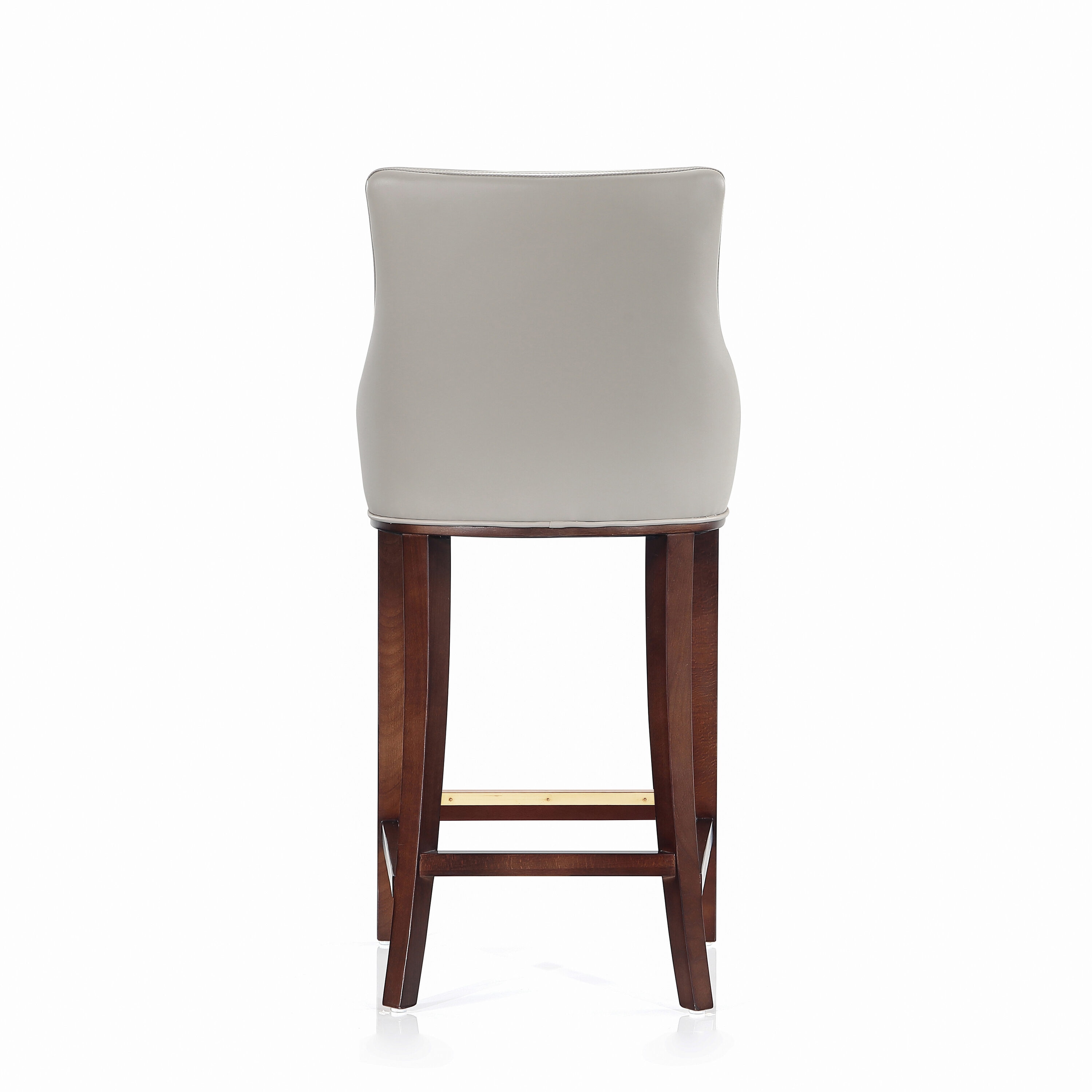 Light Gray Leatherette Upholstered Bar Stools with Beech Wood Legs, Set of 2