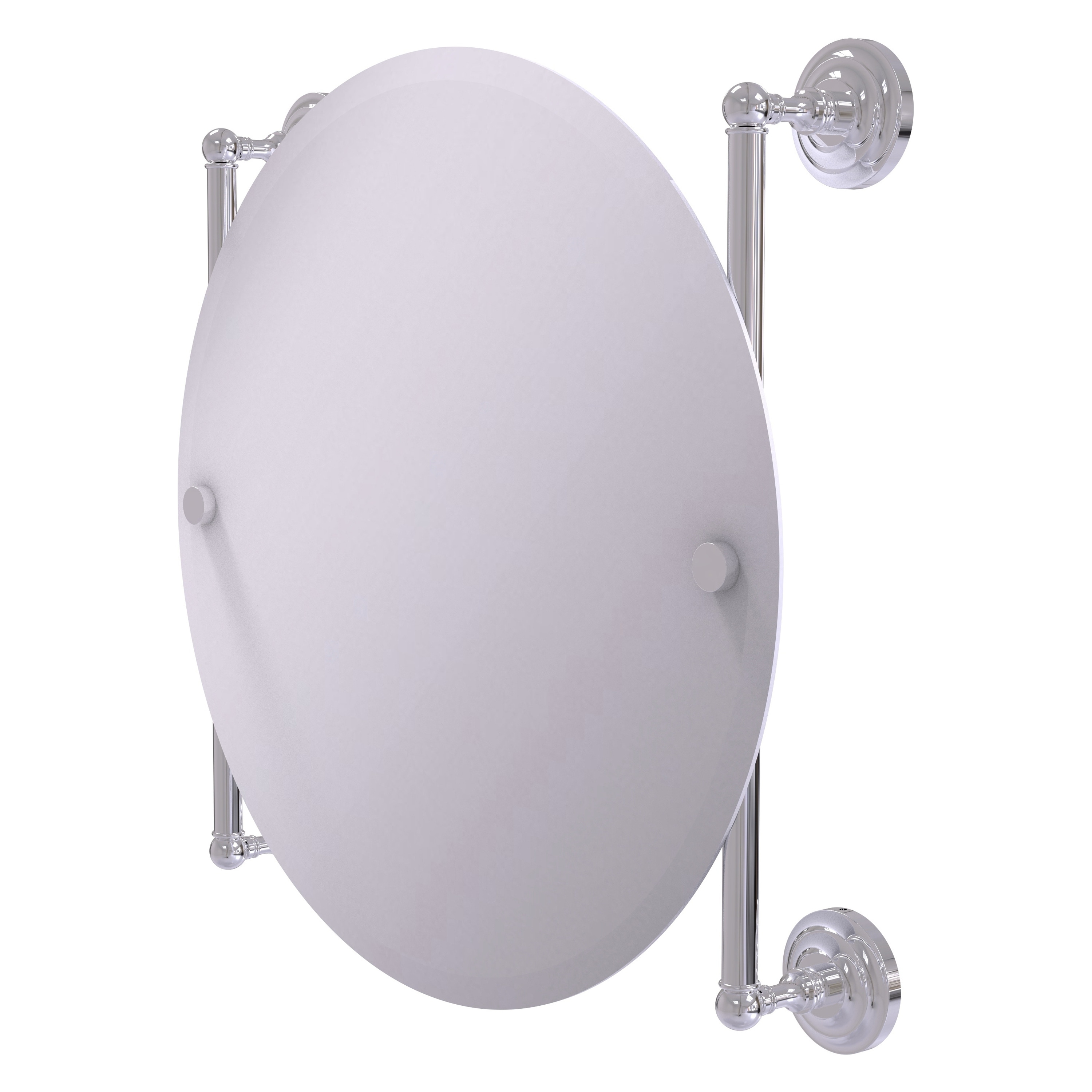Allied Brass QN-27-90-PC Que New 22-Inches x 22-Inches Beveled Frameless Round Bathroom Vanity Mirror ( Polished Chrome )