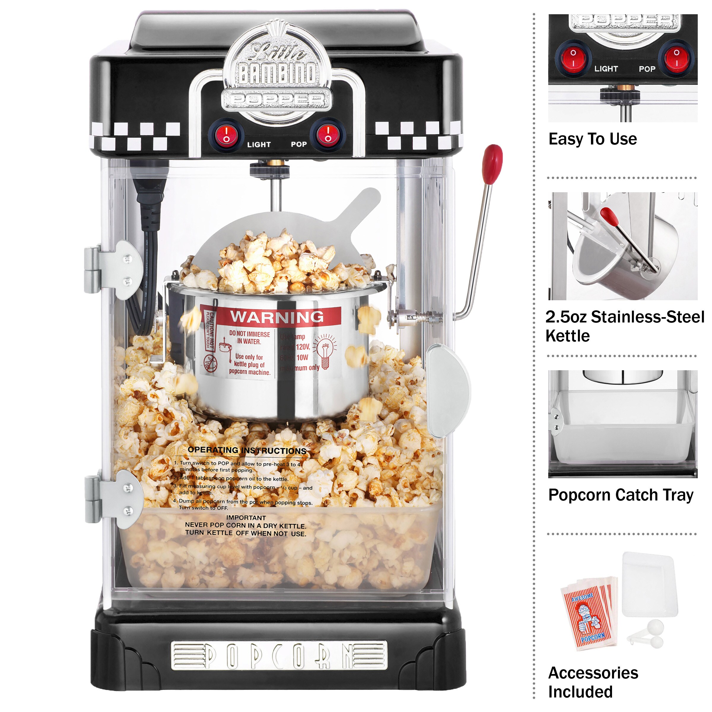 Commercial Popcorn Machine Also used in Home; Party; Movie Theater Style 4  oz. O