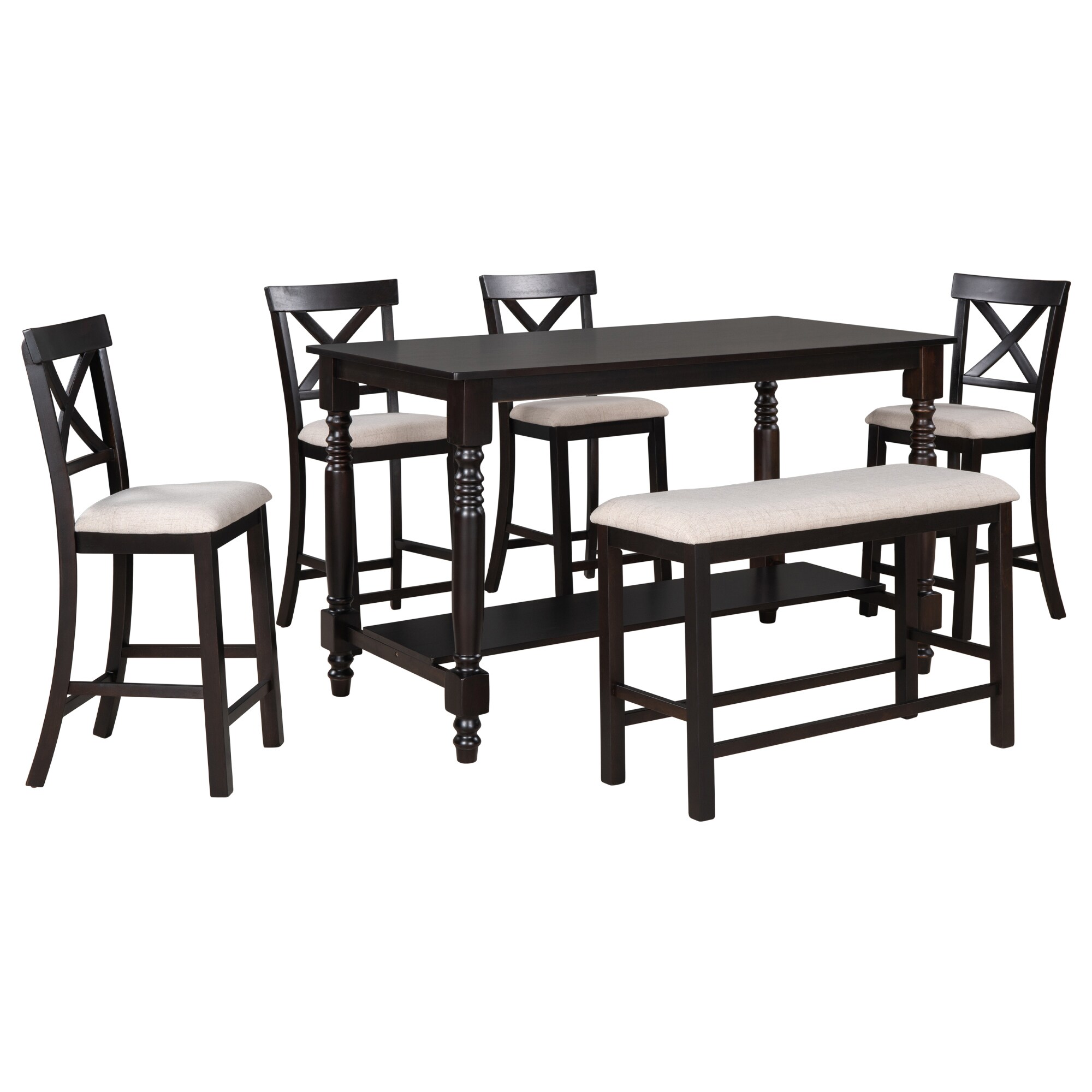 SINOFURN SYA330025BK Brown Rustic Dining Room Set with Rectangular Table ( Seats 4 )