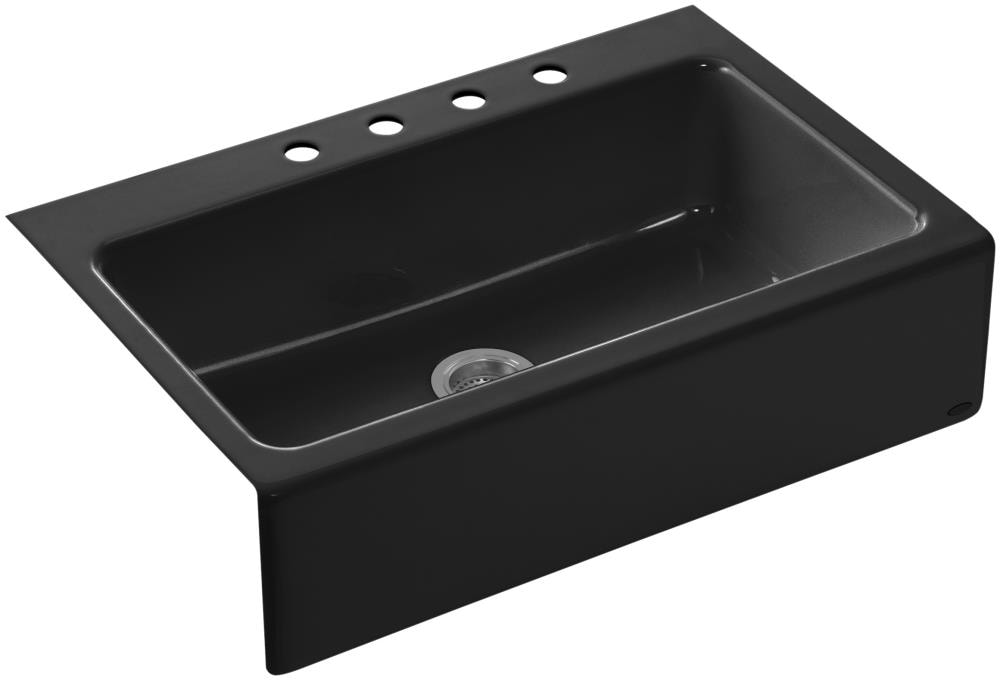 KOHLER Dickinson Farmhouse Apron Front 33-in x 22.125-in Black Cast ...