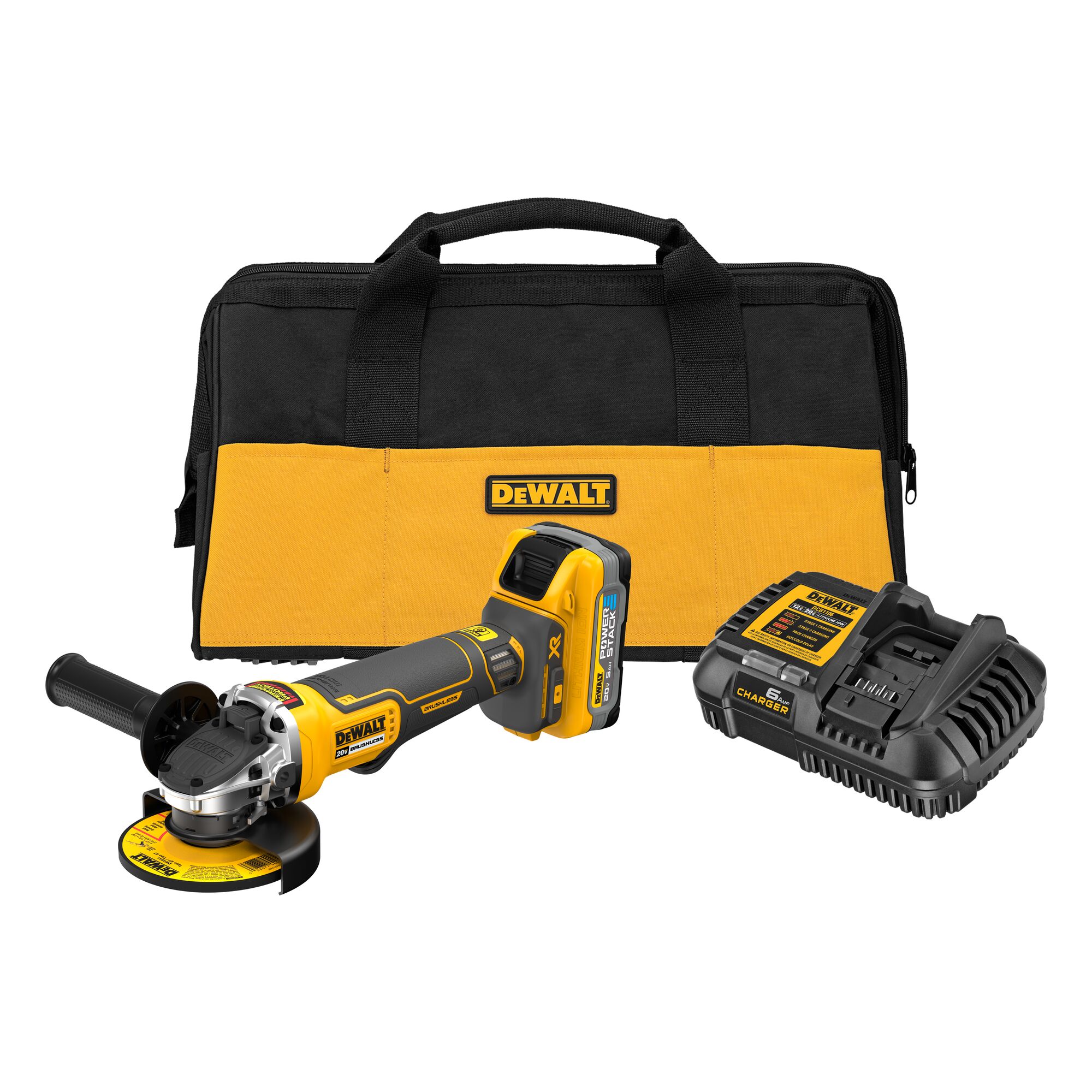 DEWALT XR 4.5-in 20-volt Max Paddle Switch Brushless Cordless Angle Grinder (Charger Included and 1-Battery)