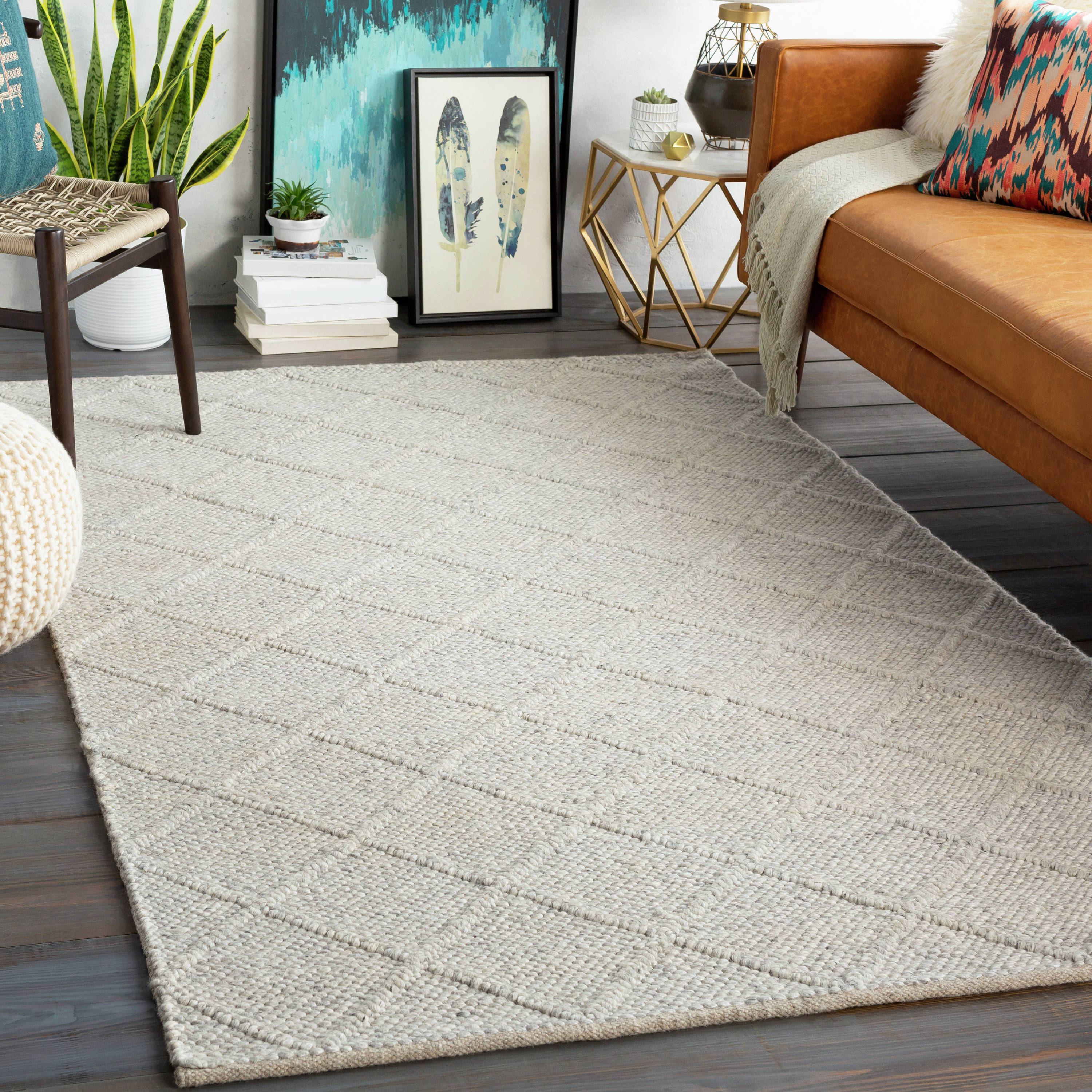 Surya NPL2304-268 Napels 2 x 8 (ft) Wool Medium Gray Rectangular Indoor Solid Farmhouse/Cottage Runner rug