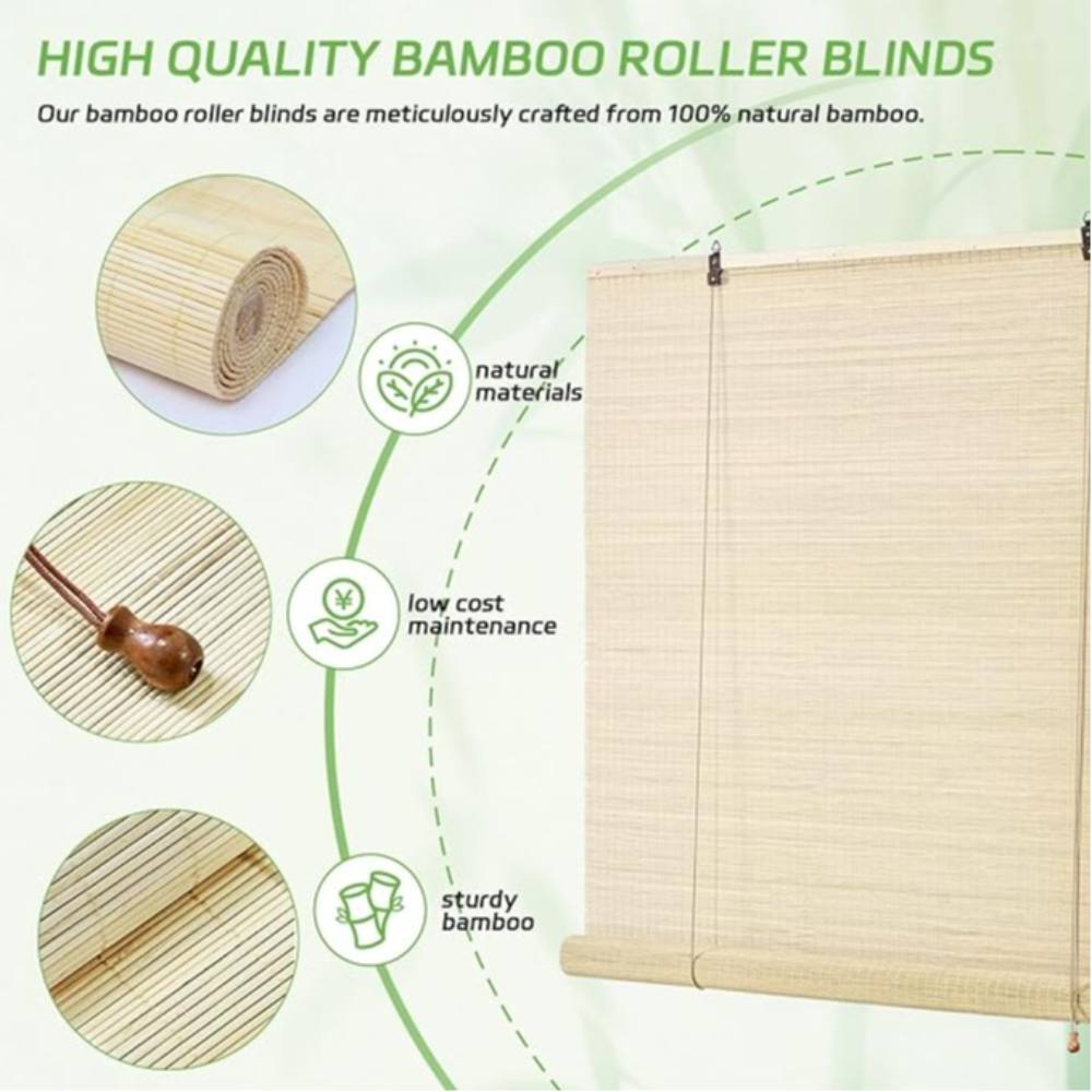 LAZ INC Bamboo Blinds for Windows Bamboo Roll Up Shades for Windows 32 ...
