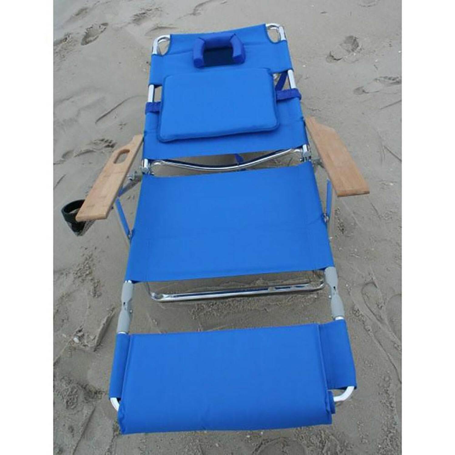 Blue Adjustable Aluminum Outdoor Reclining Beach Chair with Footrest