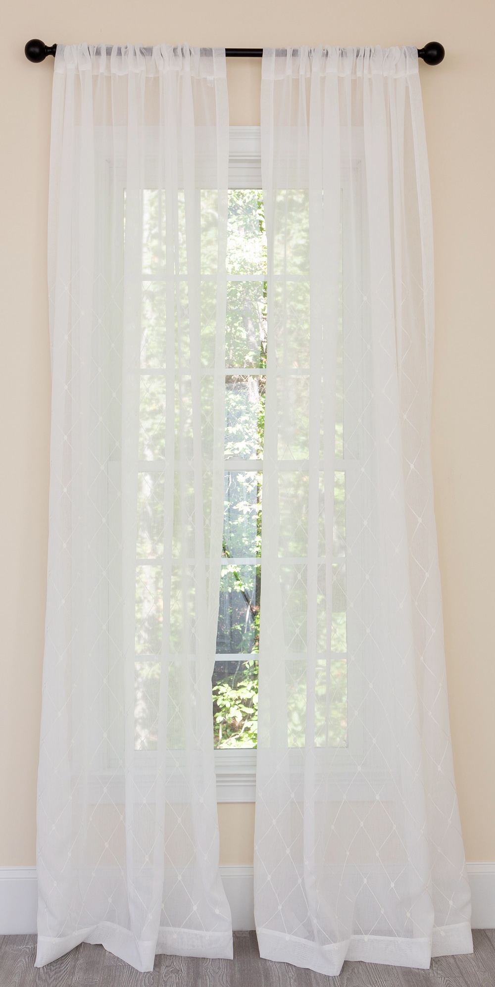 MANOR LUXE ML190035496WT 96-in White Sheer Rod Pocket Single Curtain Panel