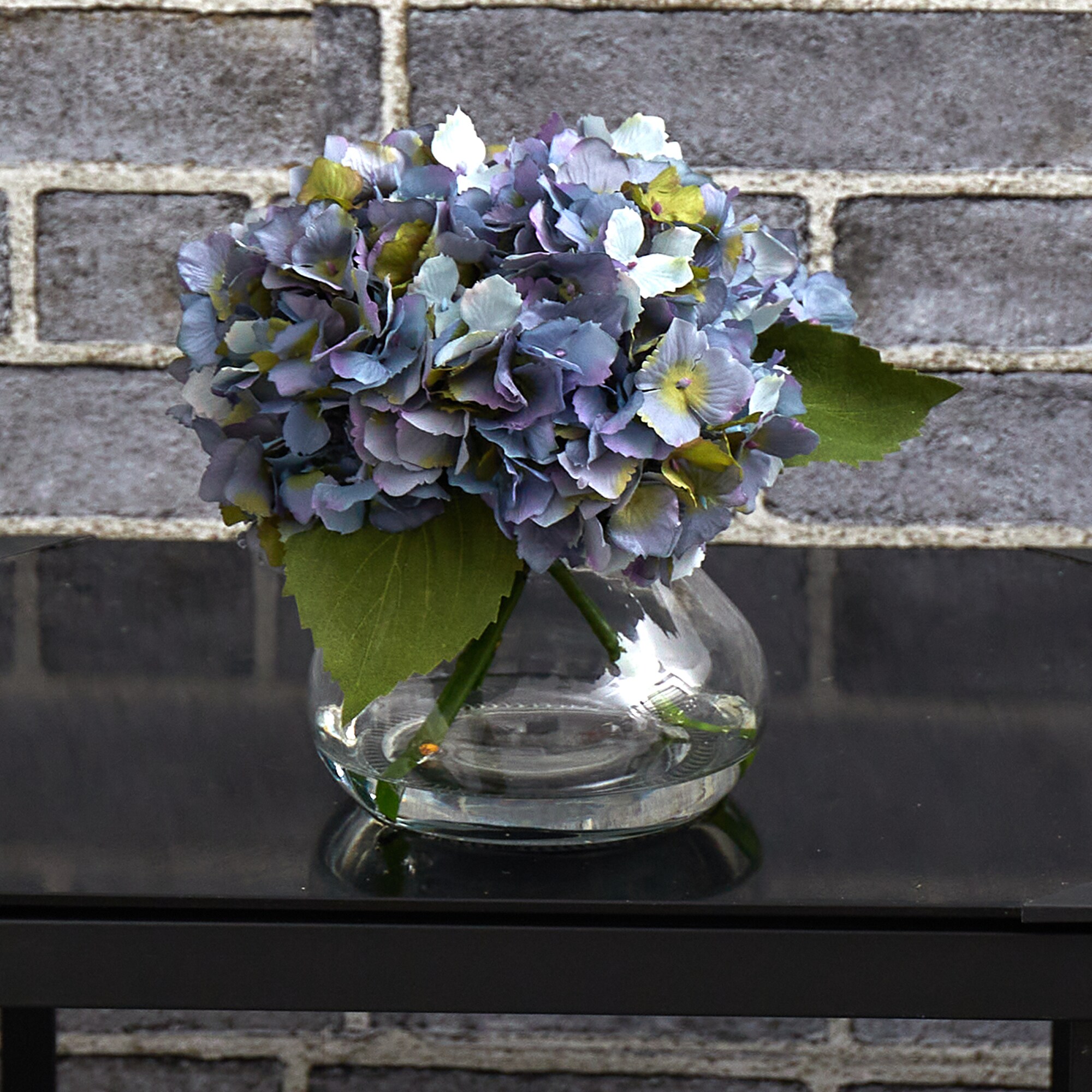 Blooming Blue Hydrangea 23" Silk Tabletop Arrangement with Vase