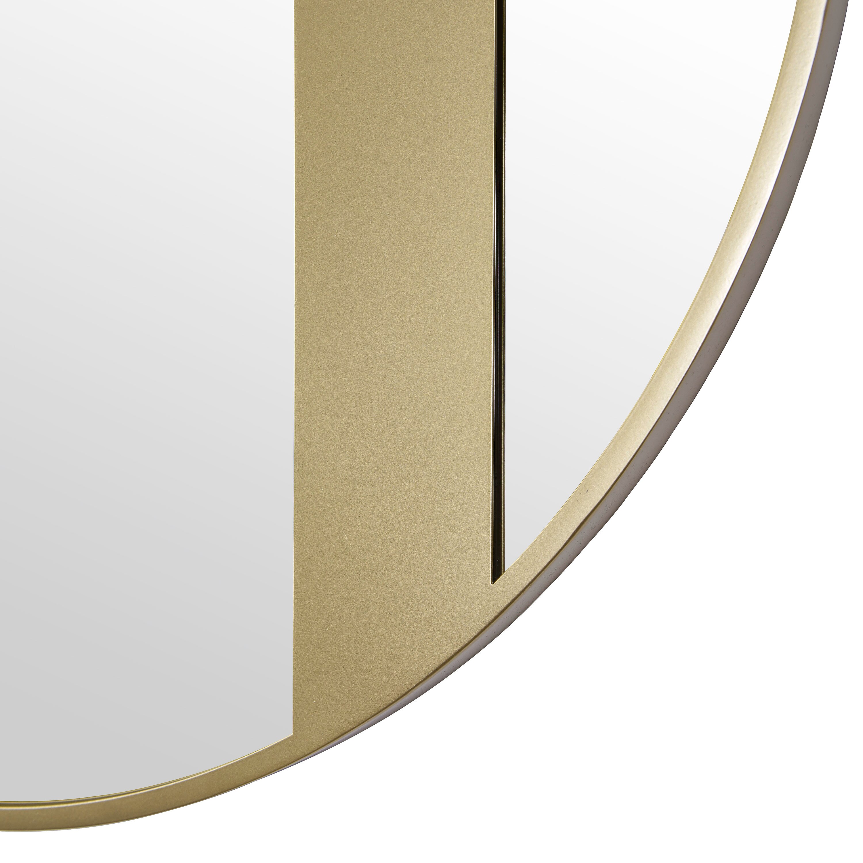 Varaluz Cadet 30-in W x 30-in H Round Gold Framed Wall Mirror in the ...