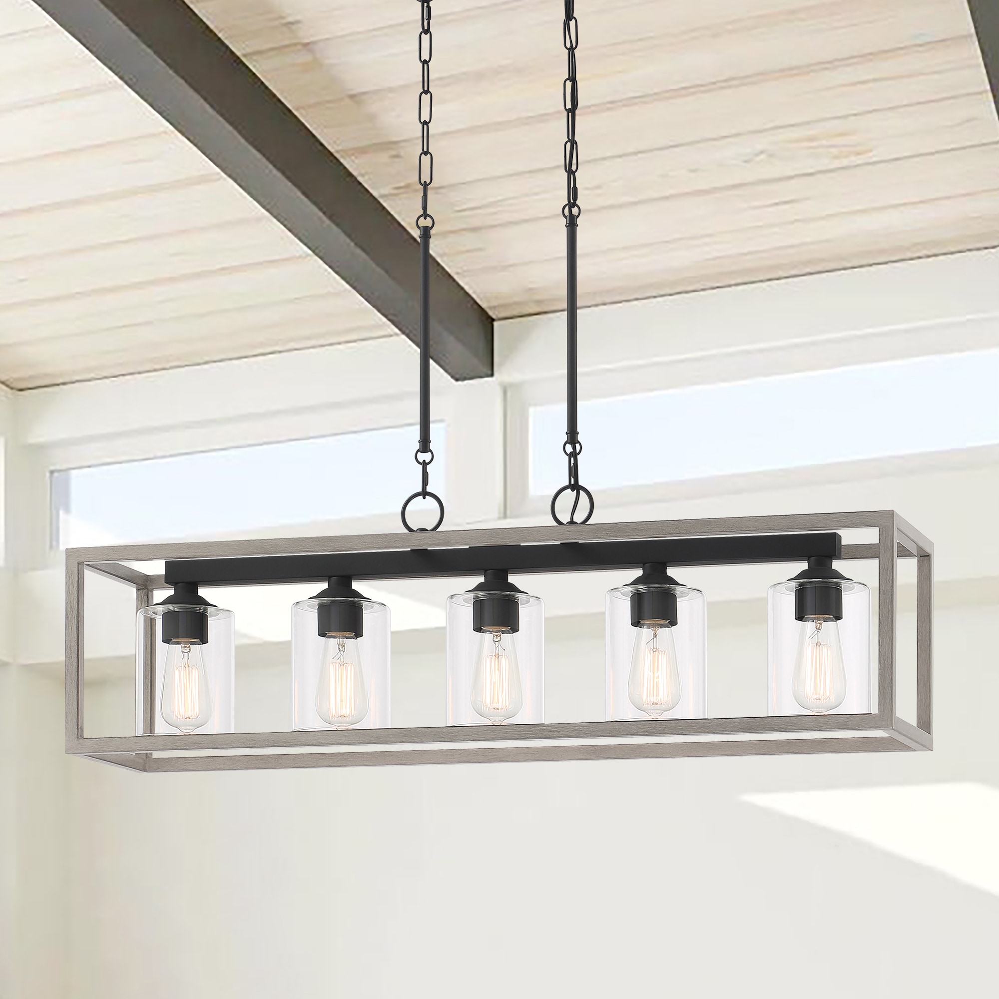 ACROMA 2305DRAZCL Greeley 5 -Light Distressed Gray Farmhouse For Use in Dining Rooms, Kitchens, Chandelier