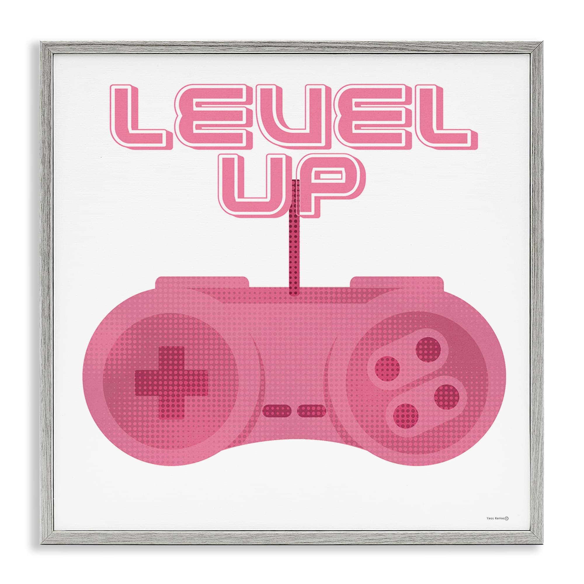 Stupell Industries BS-724-GFF-12X12 Girl Gamer Pink Level Up Gray Framed Giclee Art By Yass Naffas Designs 12 x 12