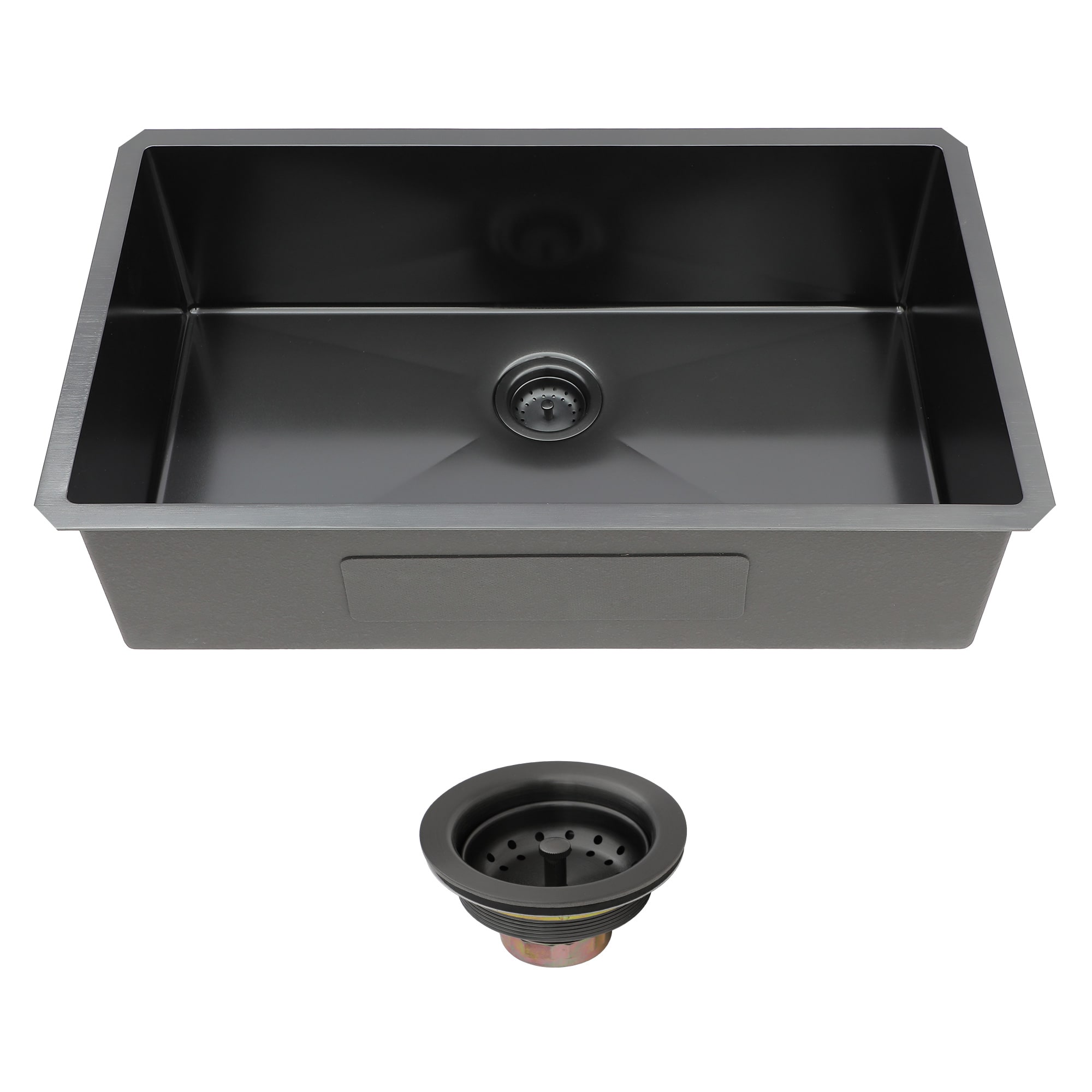 KICHAE Undermount 33-in x 19 in 16-Gauge T304 Gunmetal Black Stainless Steel Single Bowl Kitchen Sink
