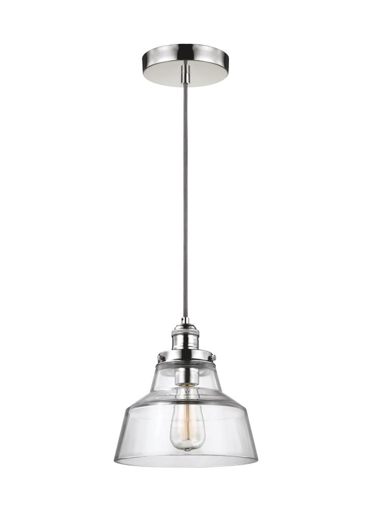 Baskin Polished Nickel Round Glass Pendant Light