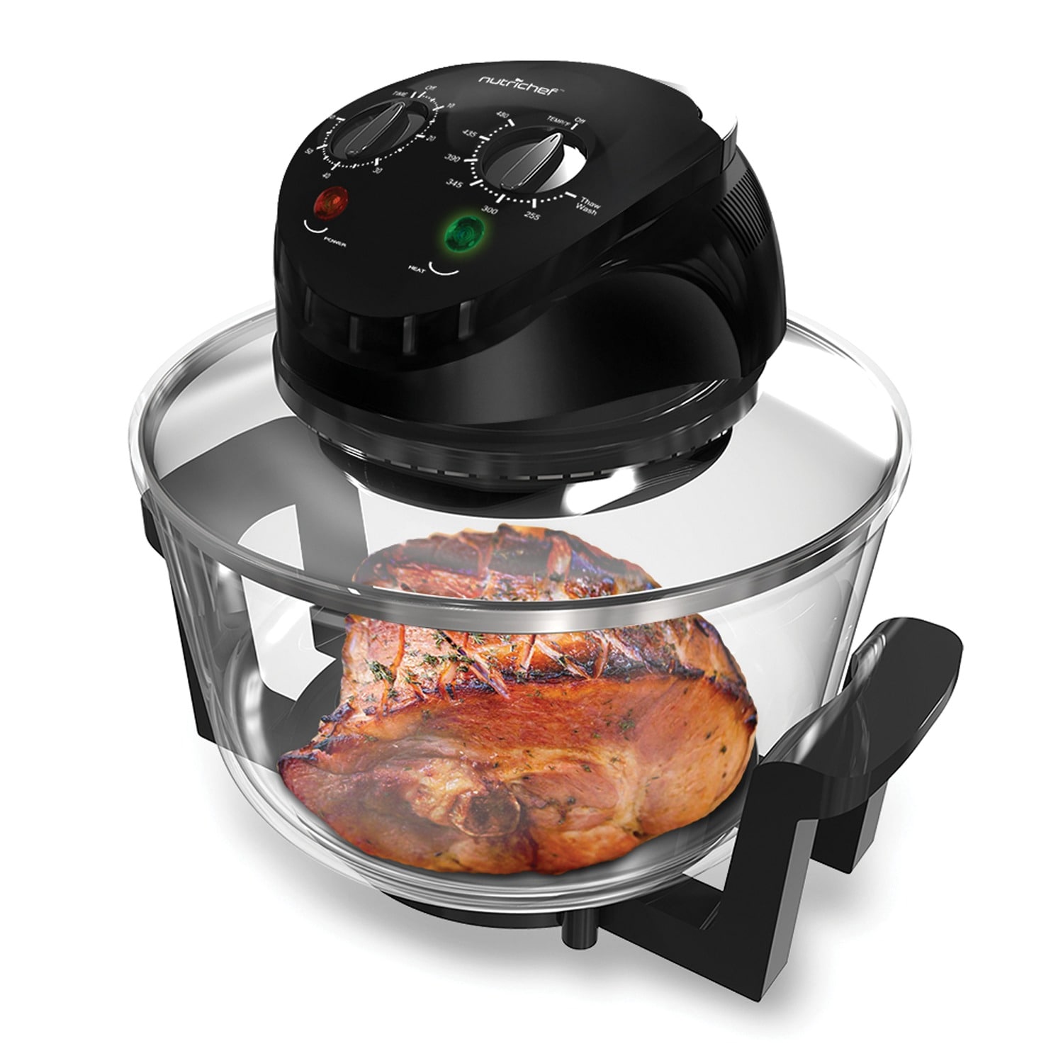 Nutrichef Convection Oven Cooker Air Fryer With Removable Basket Blacksilver Easy Access 