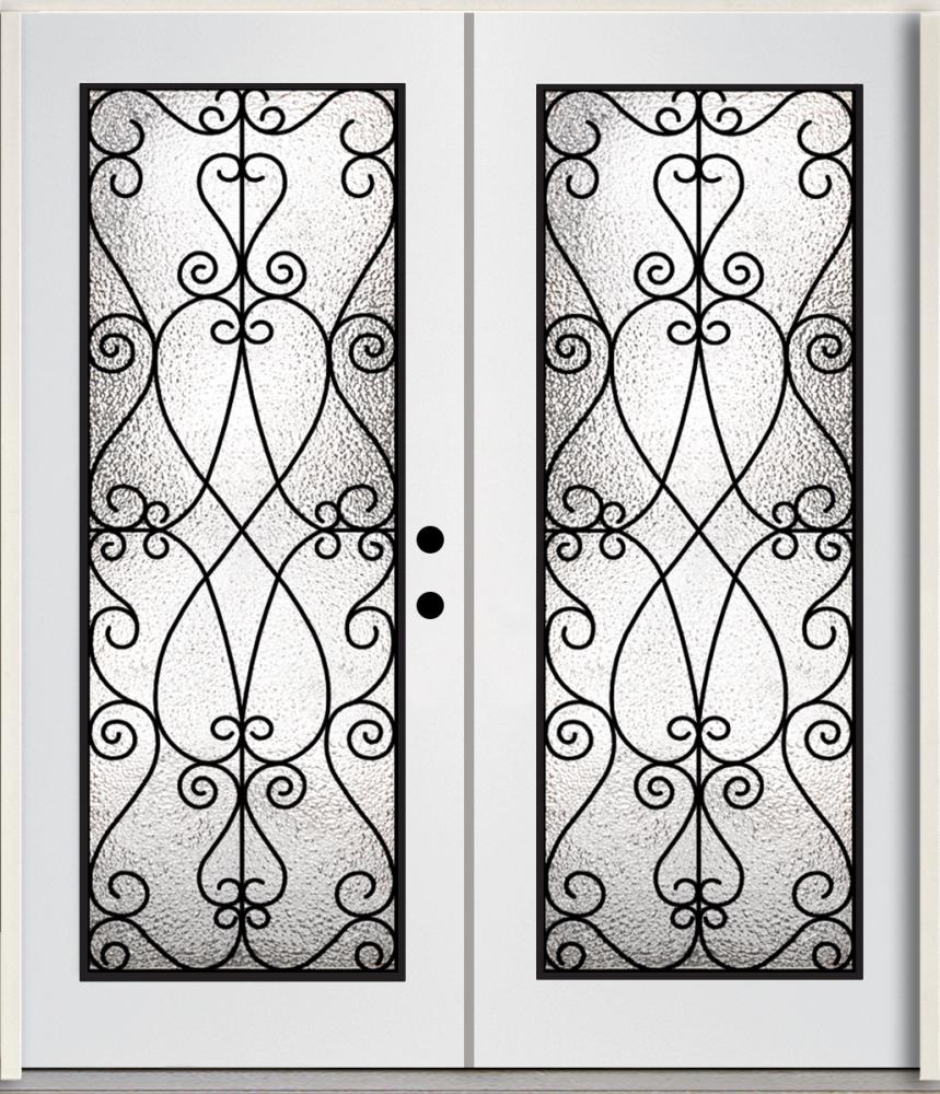 RELIABILT LO921859 72-in x 80-in x Fiberglass Full lite Left-hand inswing Modern White Painted Prehung Double Front Door Insulating core