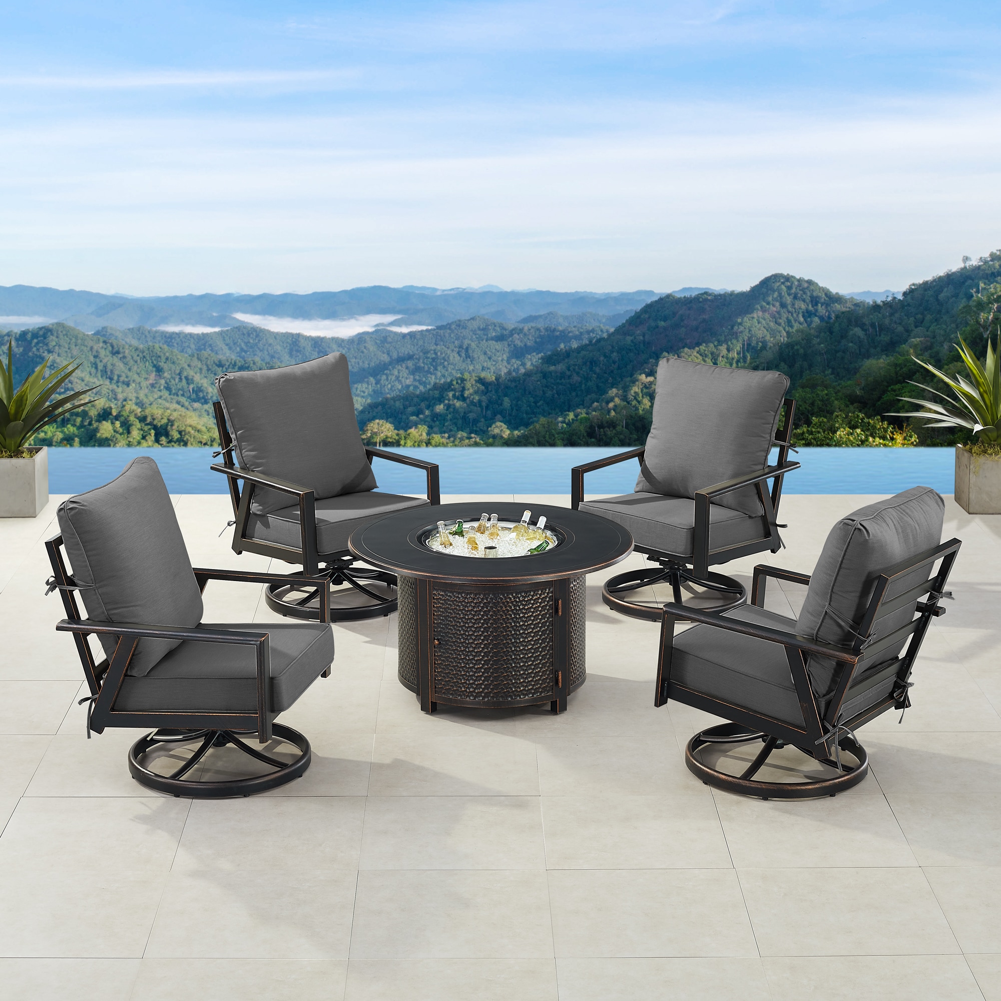 Oakland Living LX-4C-MAT-BKCU-IB-AC Patio-Conversation-Sets - View #2