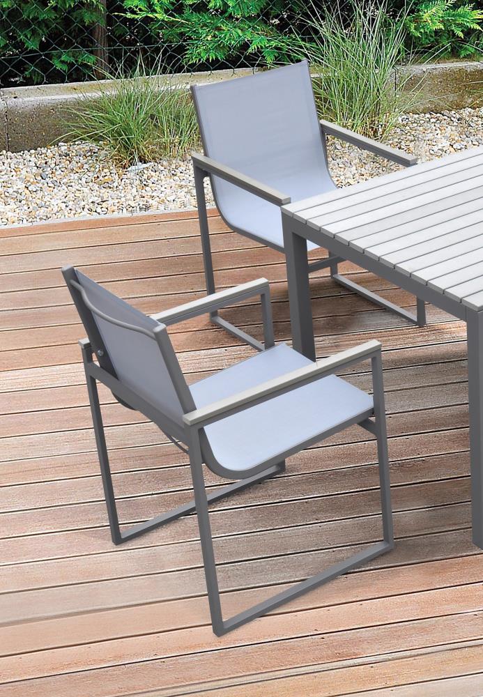 Gray Aluminum Outdoor Dining Chairs with Cushions - Set of 2