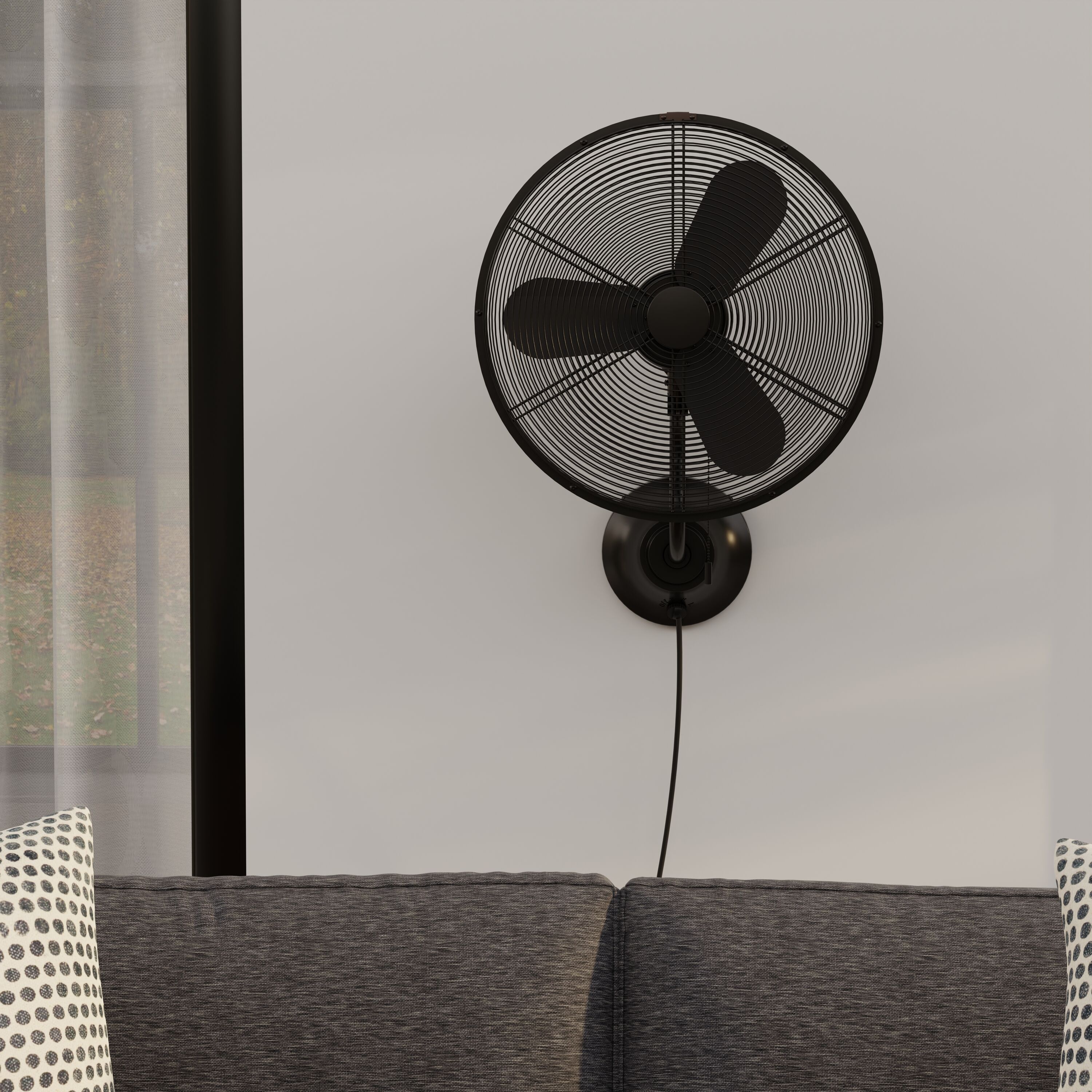 Harbor Breeze Marina Cove 18-in Oscillation Indoor or Outdoor Black Wall Mounted Fan #JP18MBK3