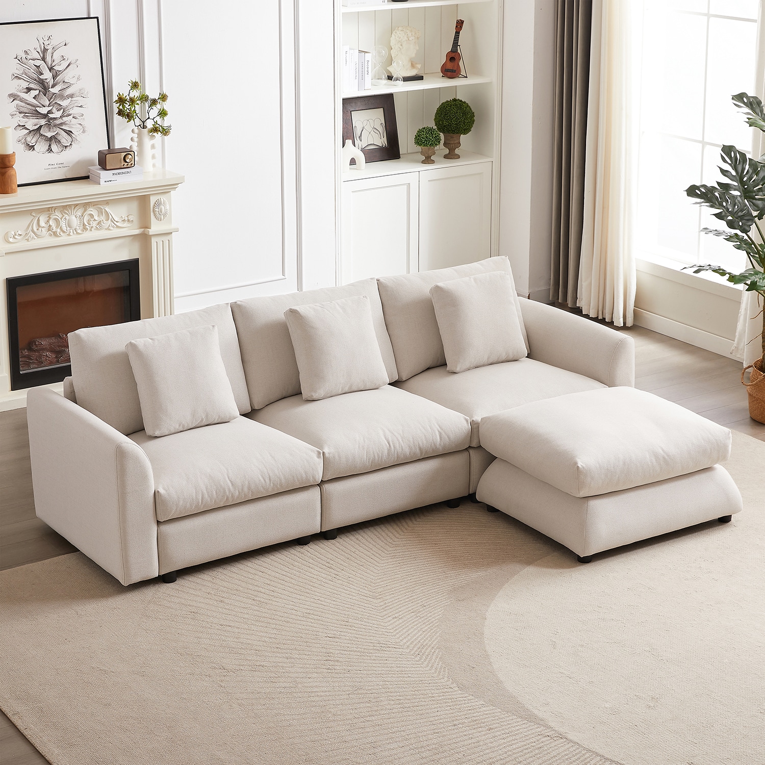 Mondawe MO-MH00136 102.2-in Modern Beige Sofa