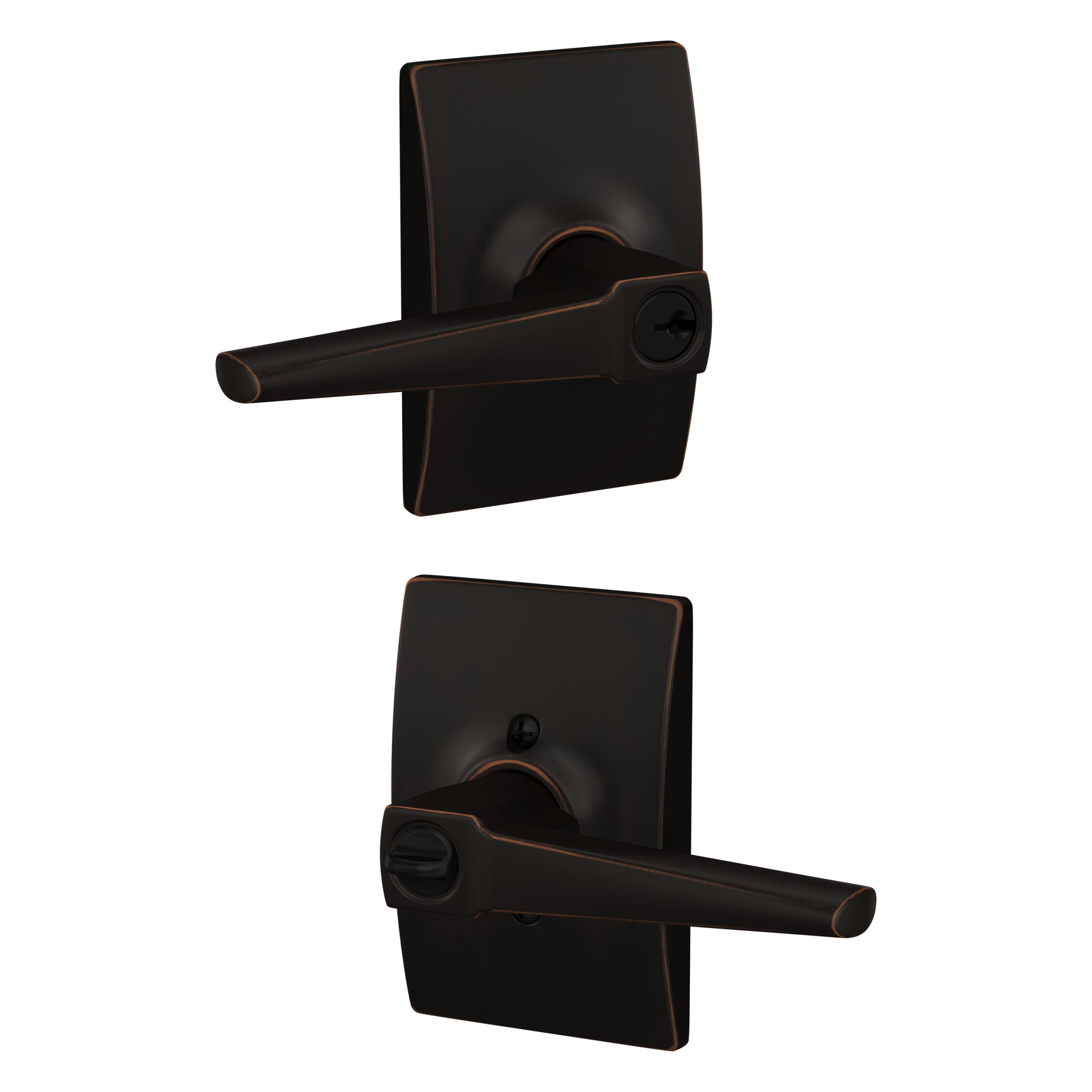 Schlage F51A ELR 716 CEN Custom Custom Eller - Century Aged Bronze Exterior Keyed Entry Door Handle