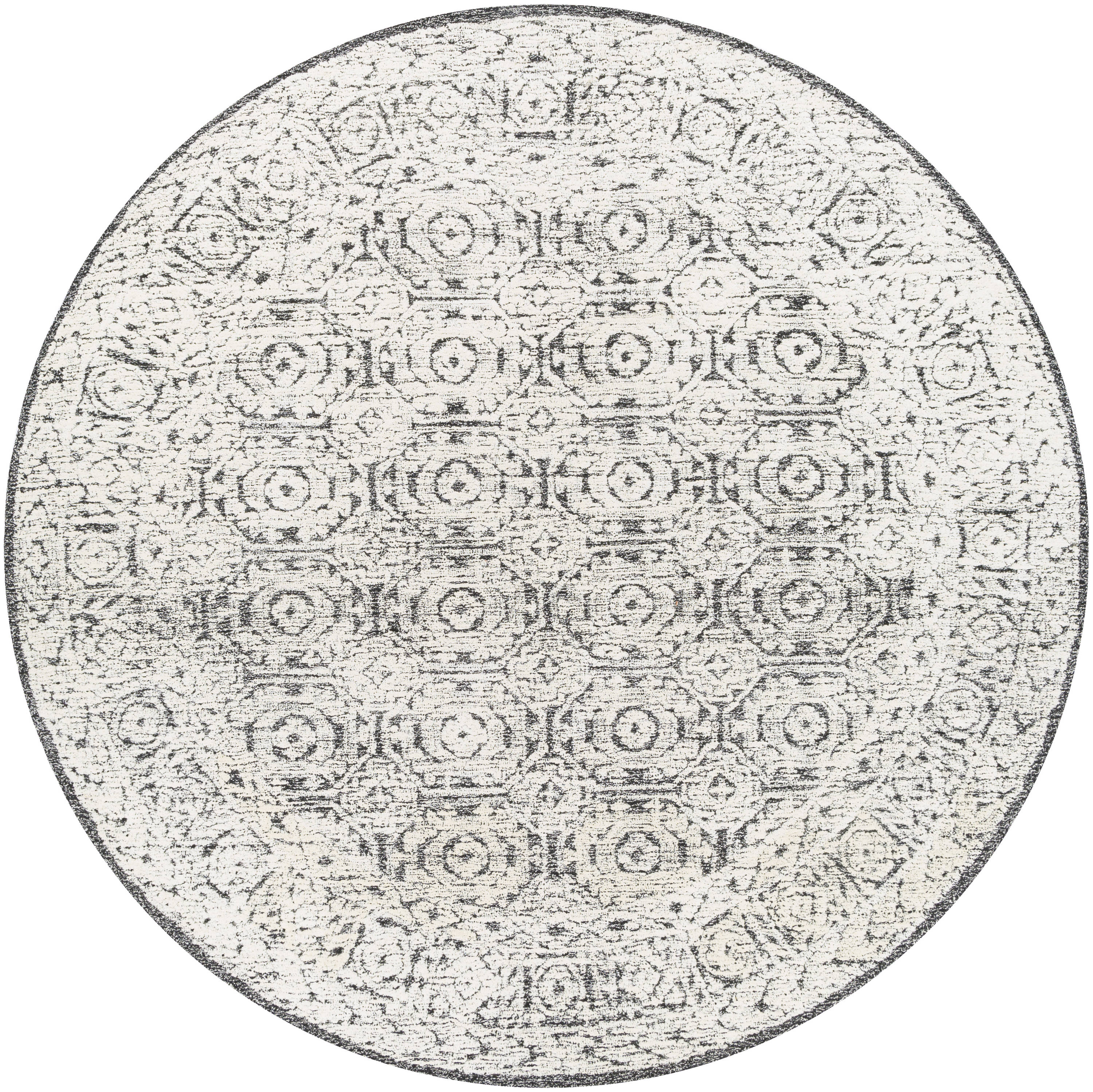 Surya LOU2303-8RD Louvre 8 X 8 (ft) Wool Black Round Indoor Medallion Vintage Area Rug