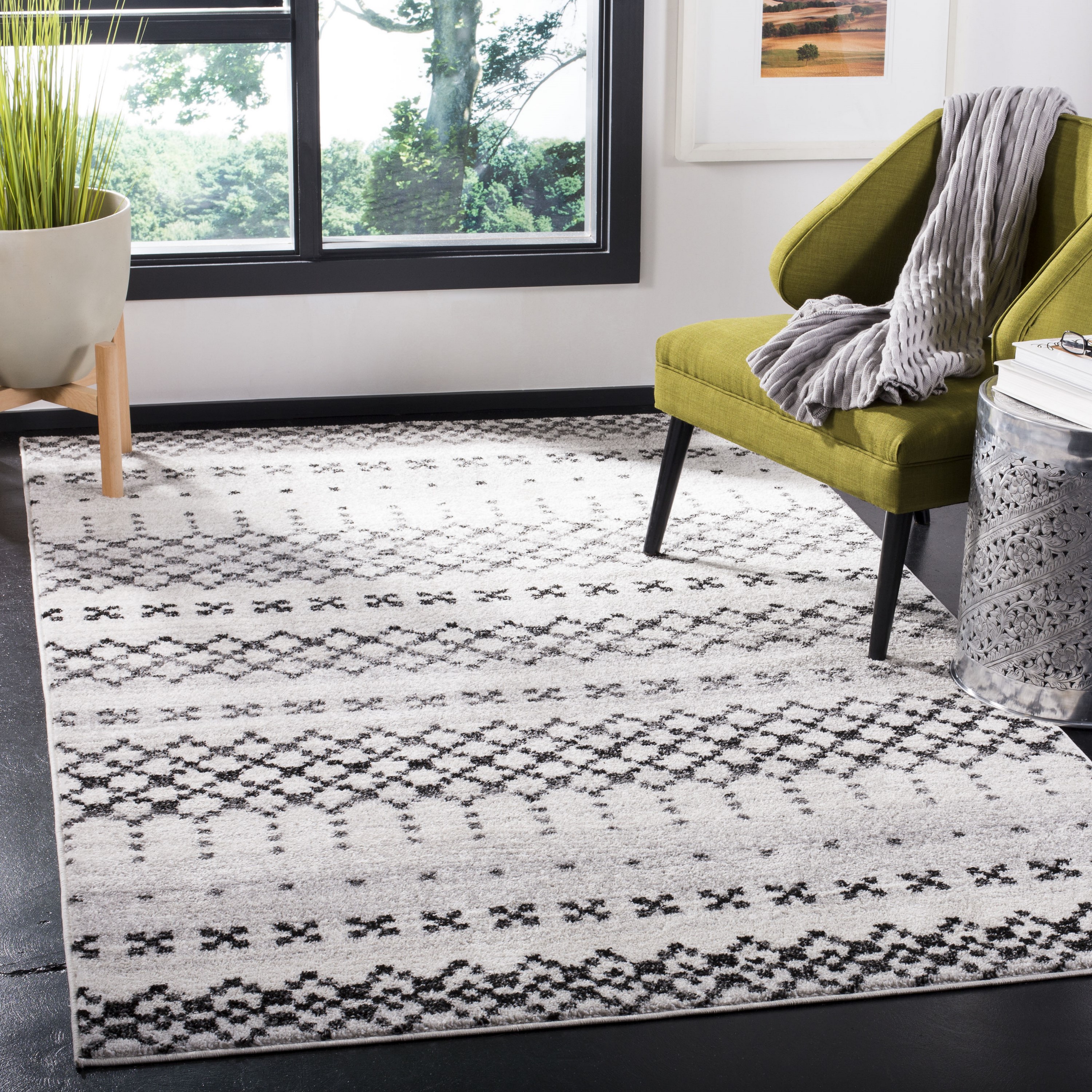 Safavieh ADR220G-7SQ Adirondack Tomas 7 x 7 (ft) Loomed Polyester/Polypropylene Gray/Ivory Square Indoor Abstract Lodge Area rug