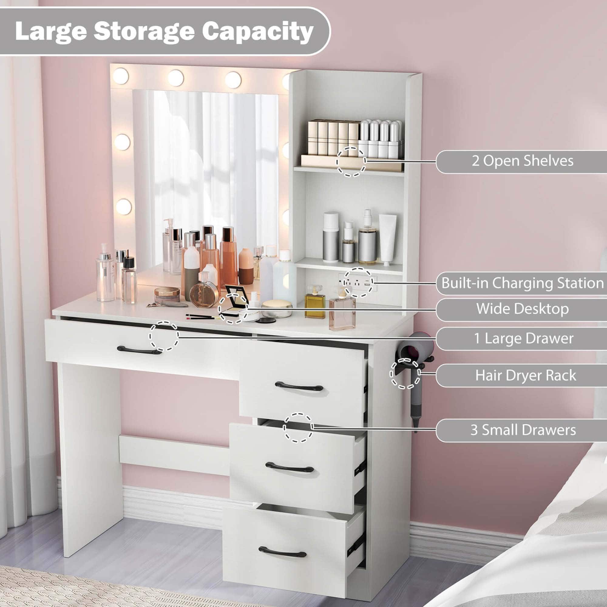 Costway HCST05081 Bedroom-Vanities - View #4