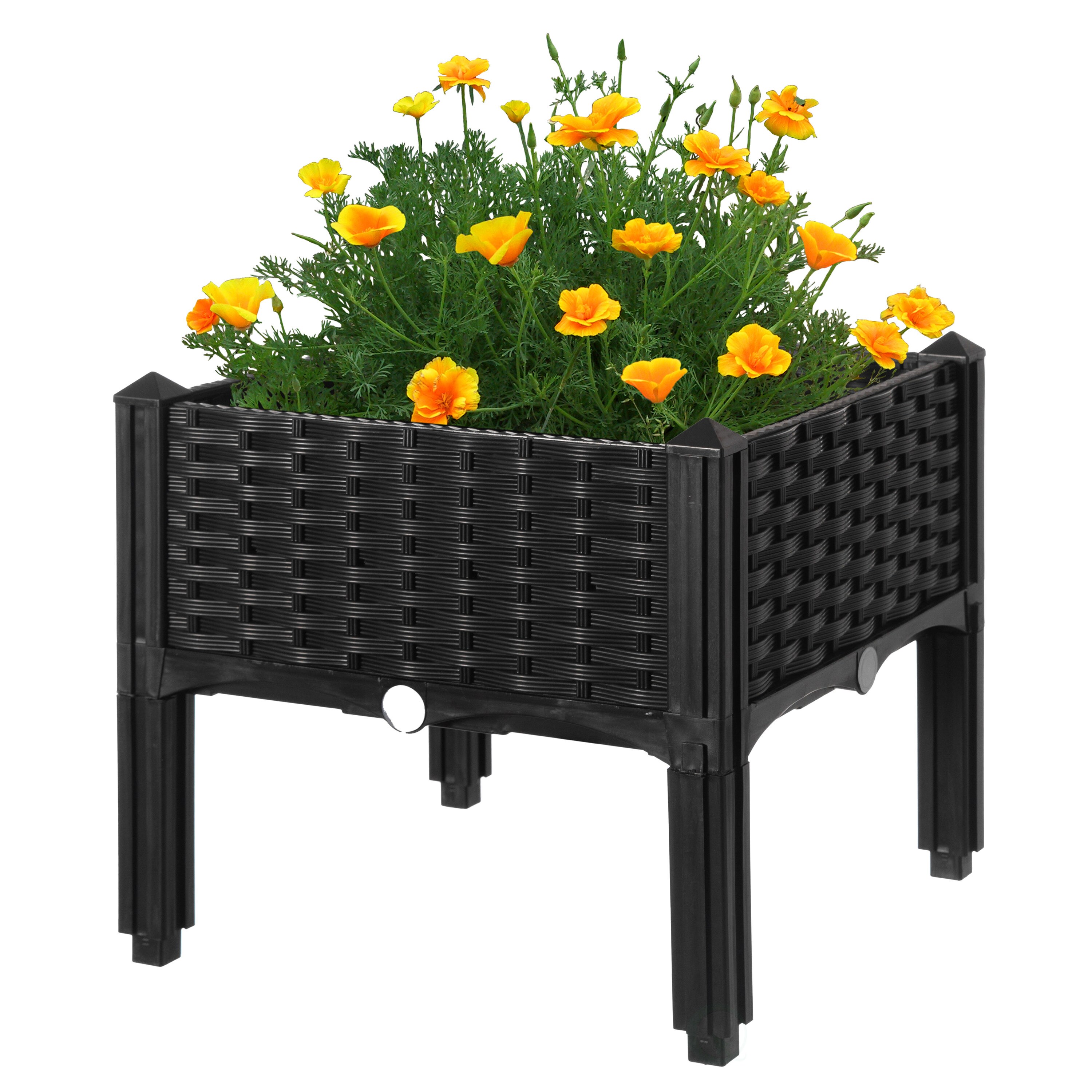 Gardenised QI003892.WL Square 15.0-Inches W Large Gray Plastic Indoor/Outdoor Planter with Drainage Holes