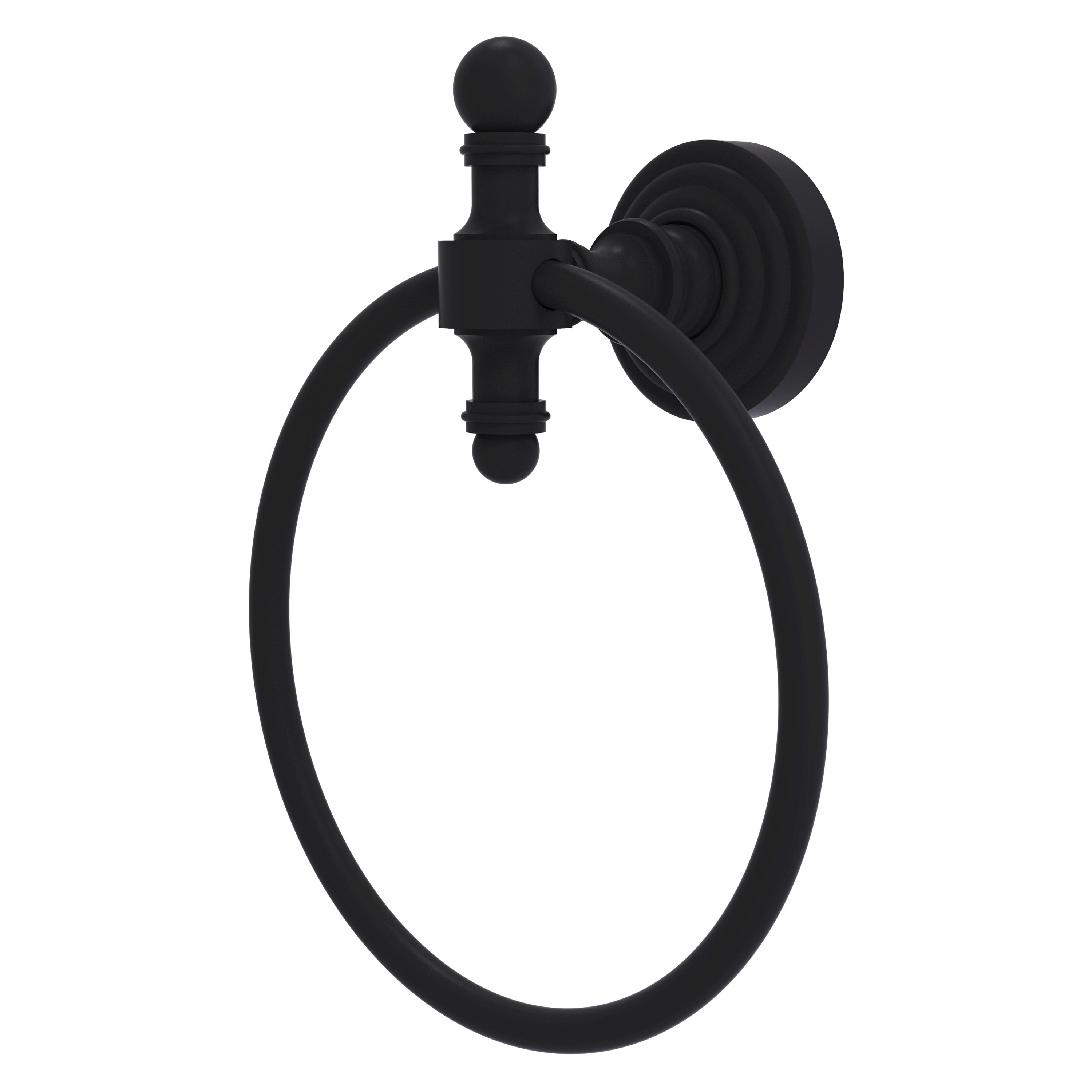 Allied Brass RW-16-BKM Retro Wave Matte Black Wall mount Single Towel Ring