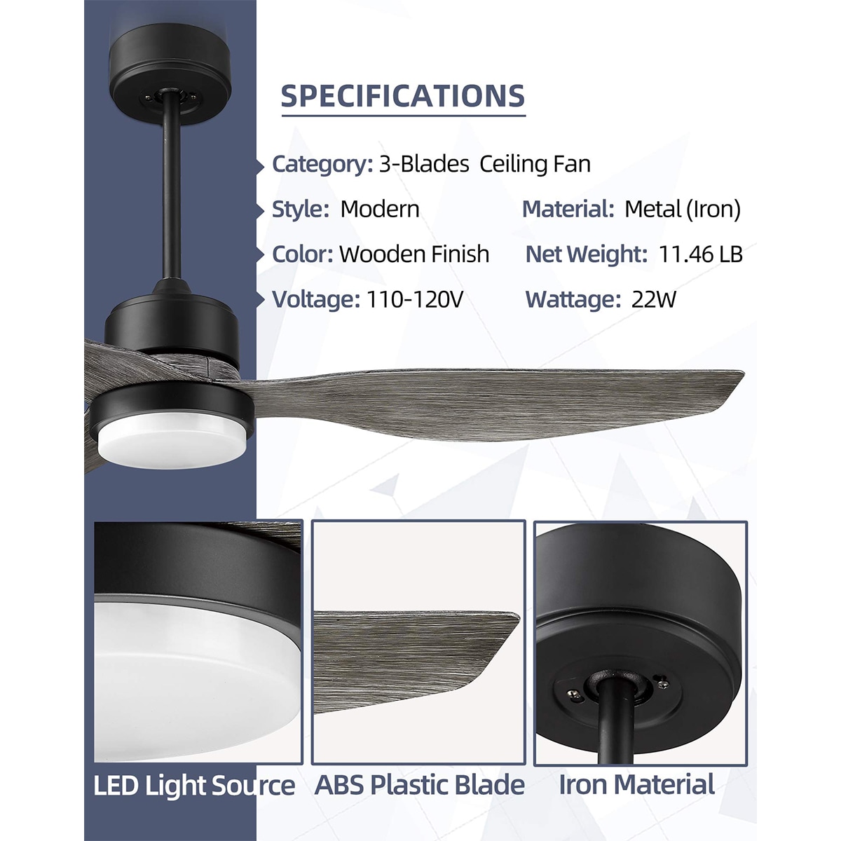 WELLFOR WBYJ359GR Ceiling-Fans - View #8