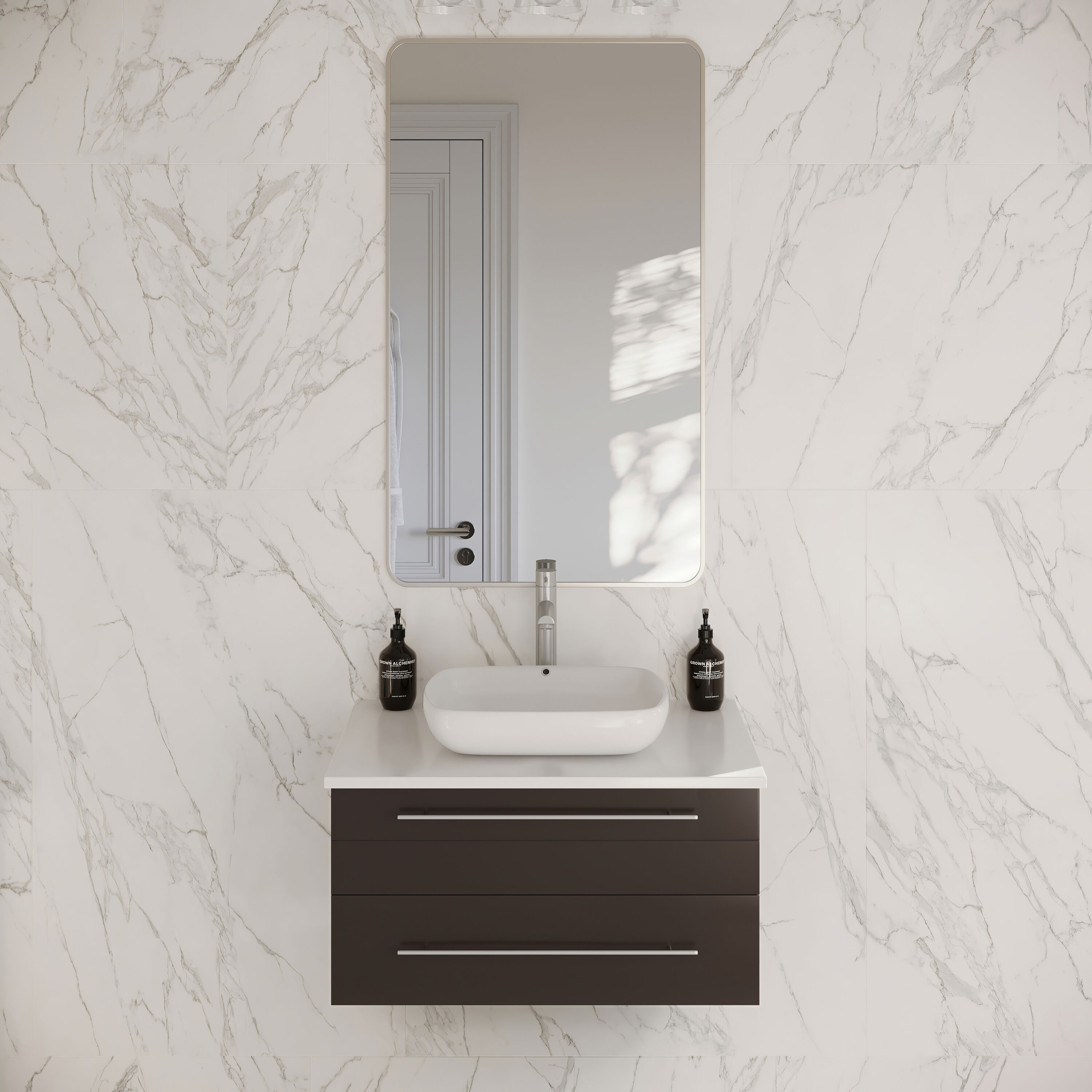 Fresca FCB6130ES-VSL-CWH-V Lucera 30-in Espresso Single sink Floating Bathroom Vanity with White Quartz Top