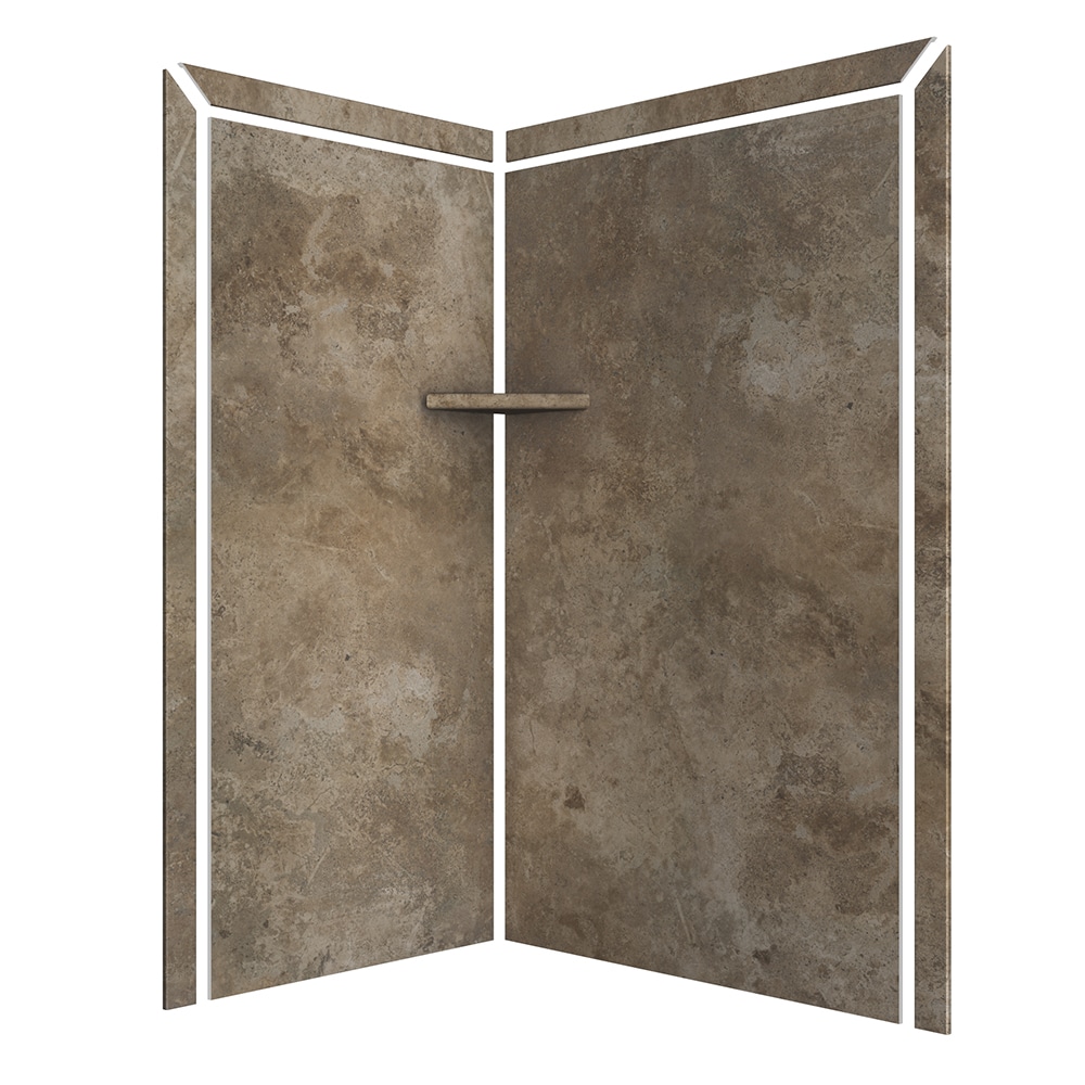 FlexStone Elegance 2 48-in W x 36-in D x 80-in H Mocha Travertine 2 ...