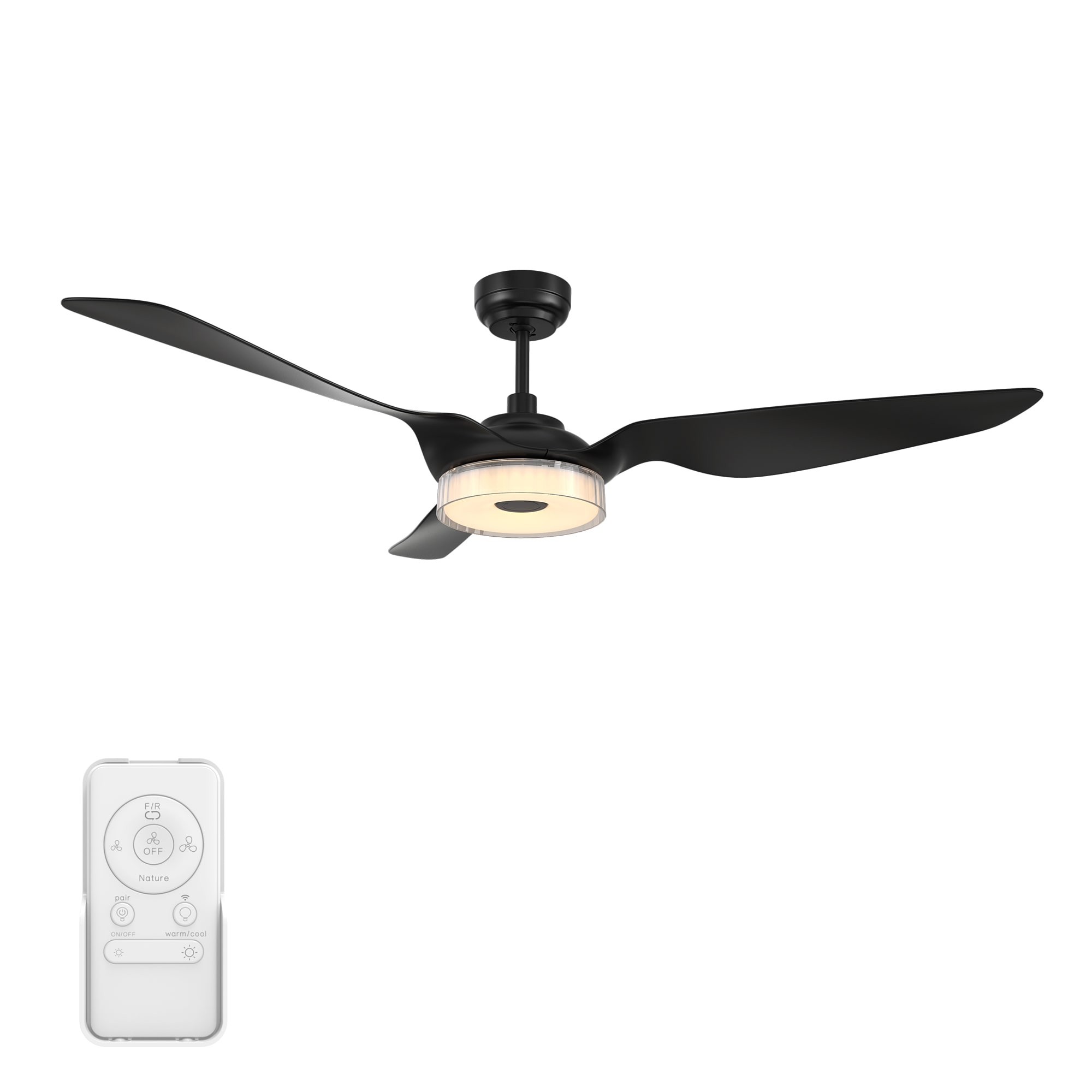 CARRO USA LS603F-L13-B2-1 Finley 60-in Integrated LED Smart Black with Black Blades Ceiling Fan With Light - Remote Included ( 3 -Blade )