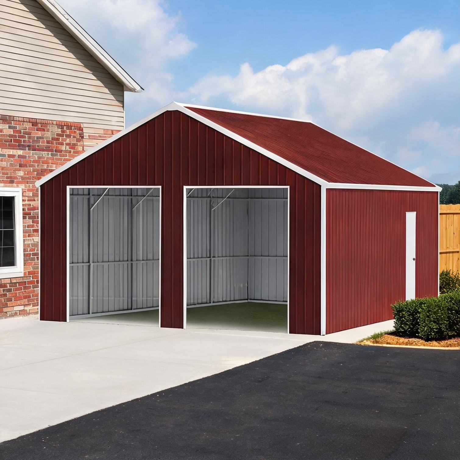 Watnature Heavy-Duty Steel Garage Shed for Vehicle Storage 264 x 276 in Brown-Toned
